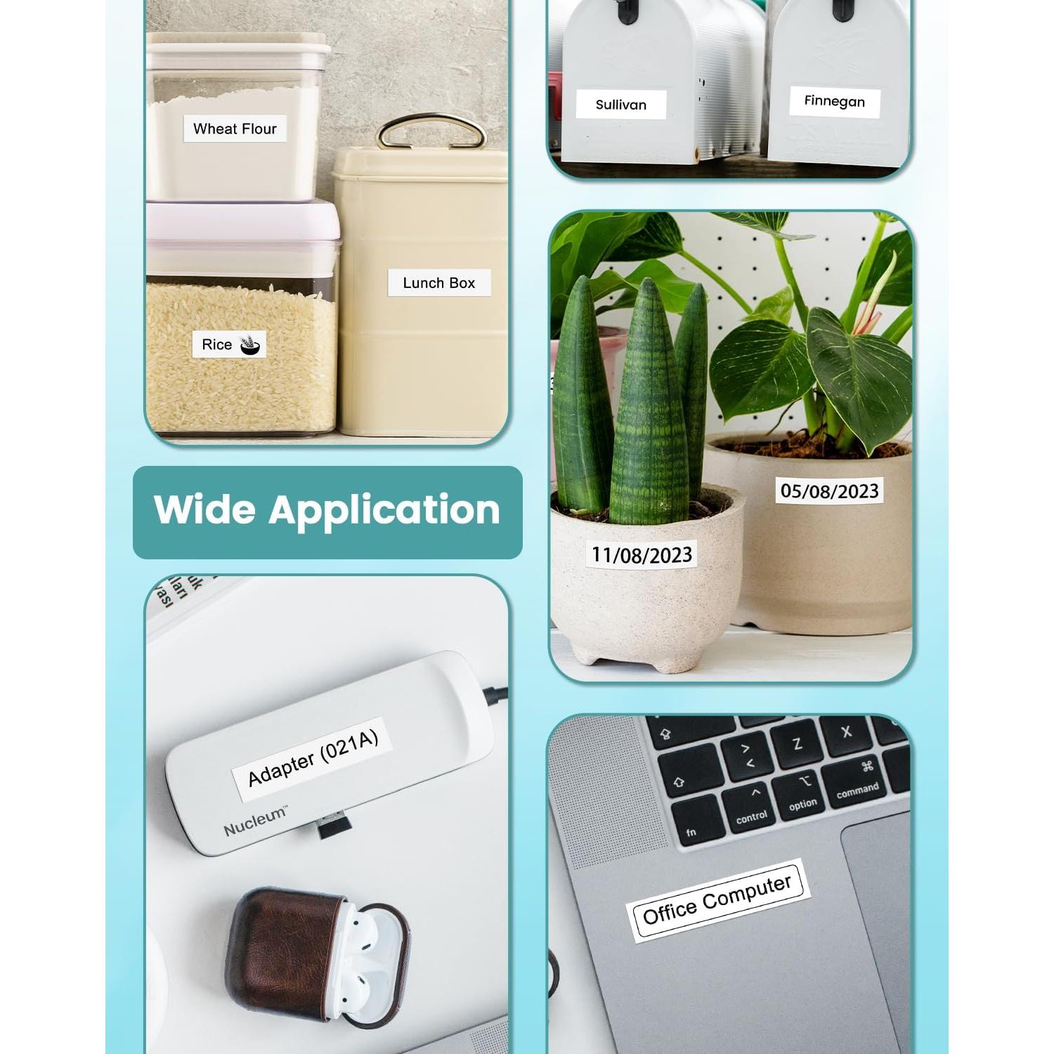 Cintas de Etiquetas EazeID 5-Pack 12mm Negro sobre Blanco