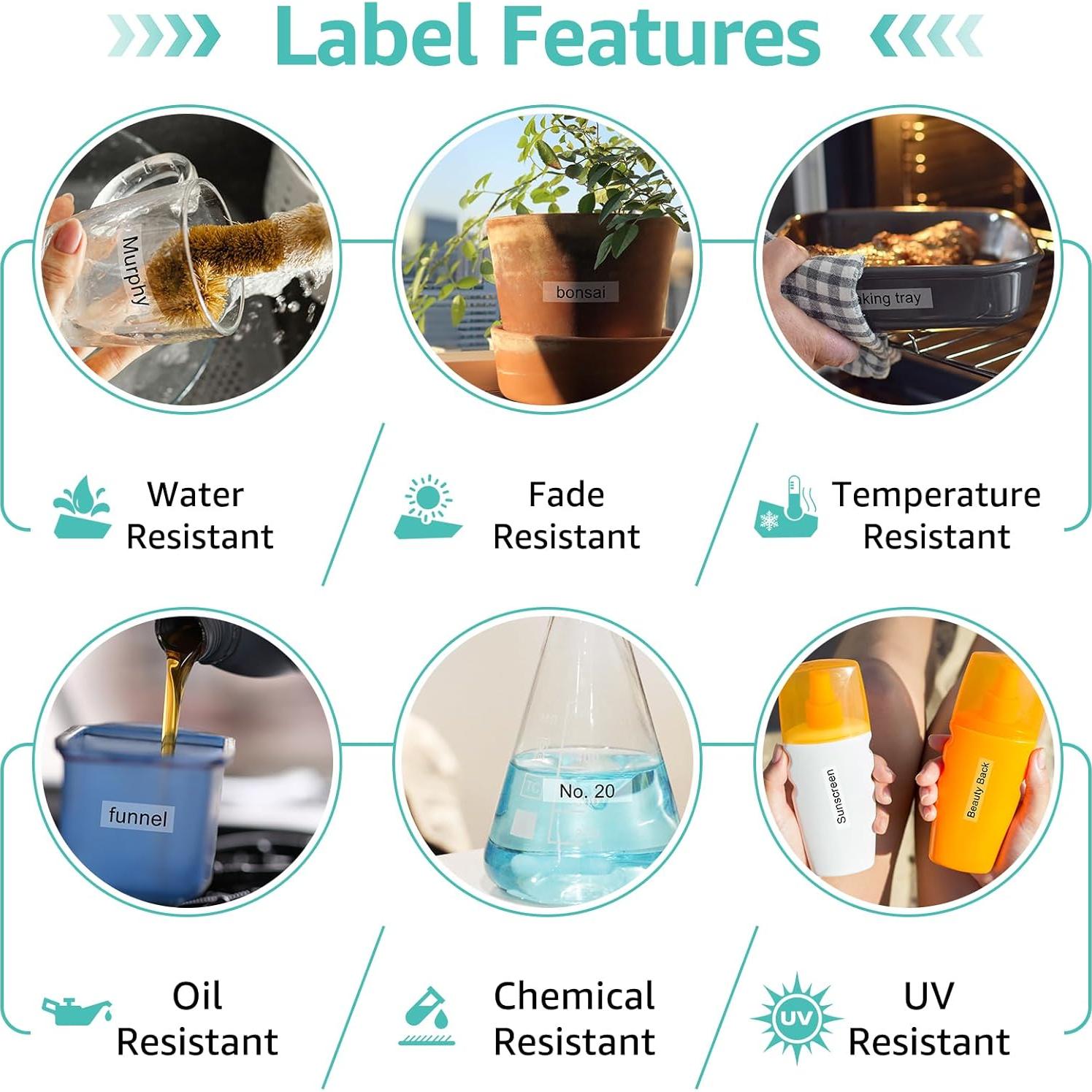 Cinta de Etiqueta NineLeaf D1 45800 19mm Negro Transparente 3 Pack