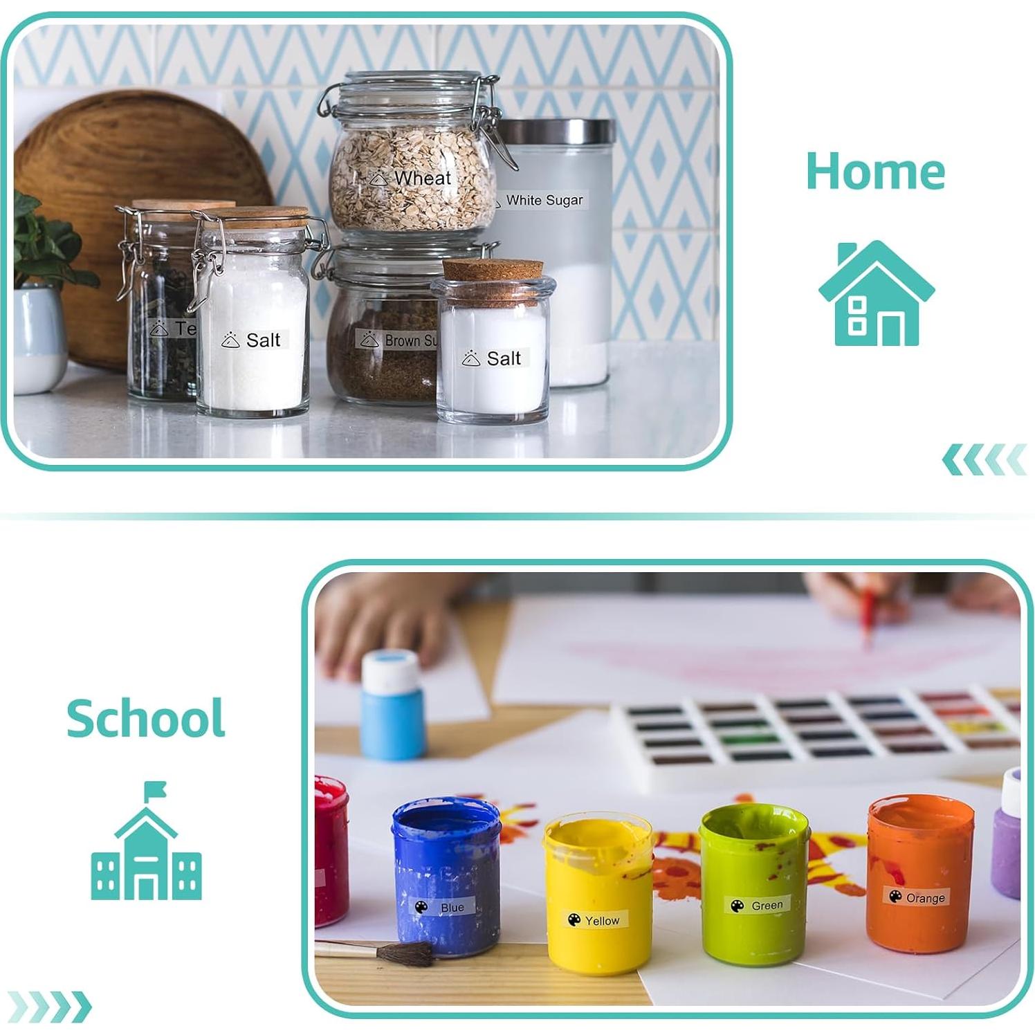 Cinta de Etiqueta NineLeaf D1 45800 19mm Negro Transparente 3 Pack