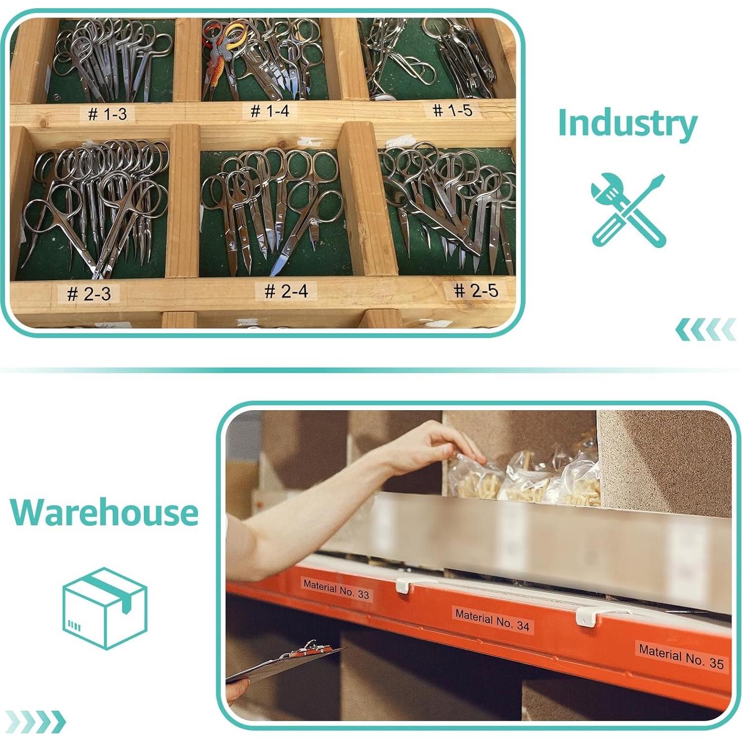 Cinta de Etiqueta NineLeaf D1 45800 19mm Negro Transparente 3 Pack