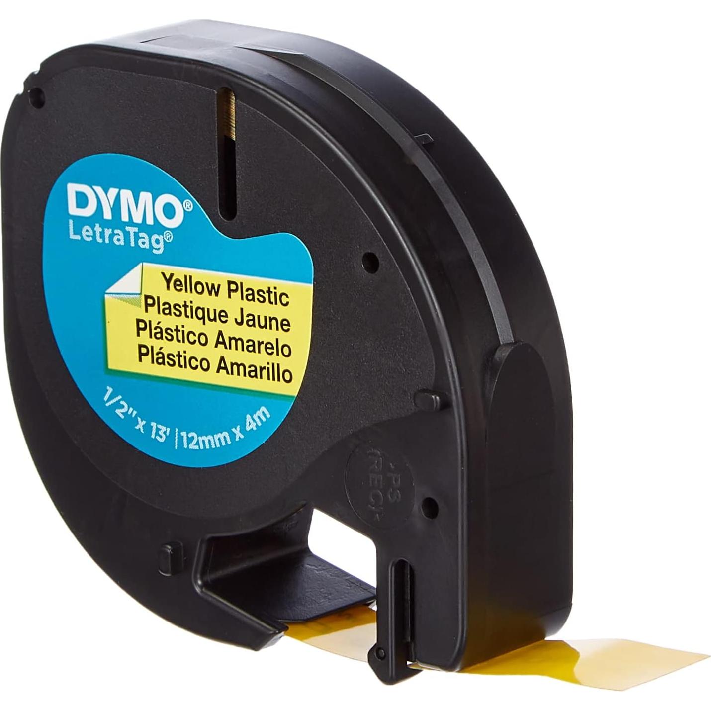 Etiquetas de Plástico DYMO LetraTag 12mm x 4m Amarillo
