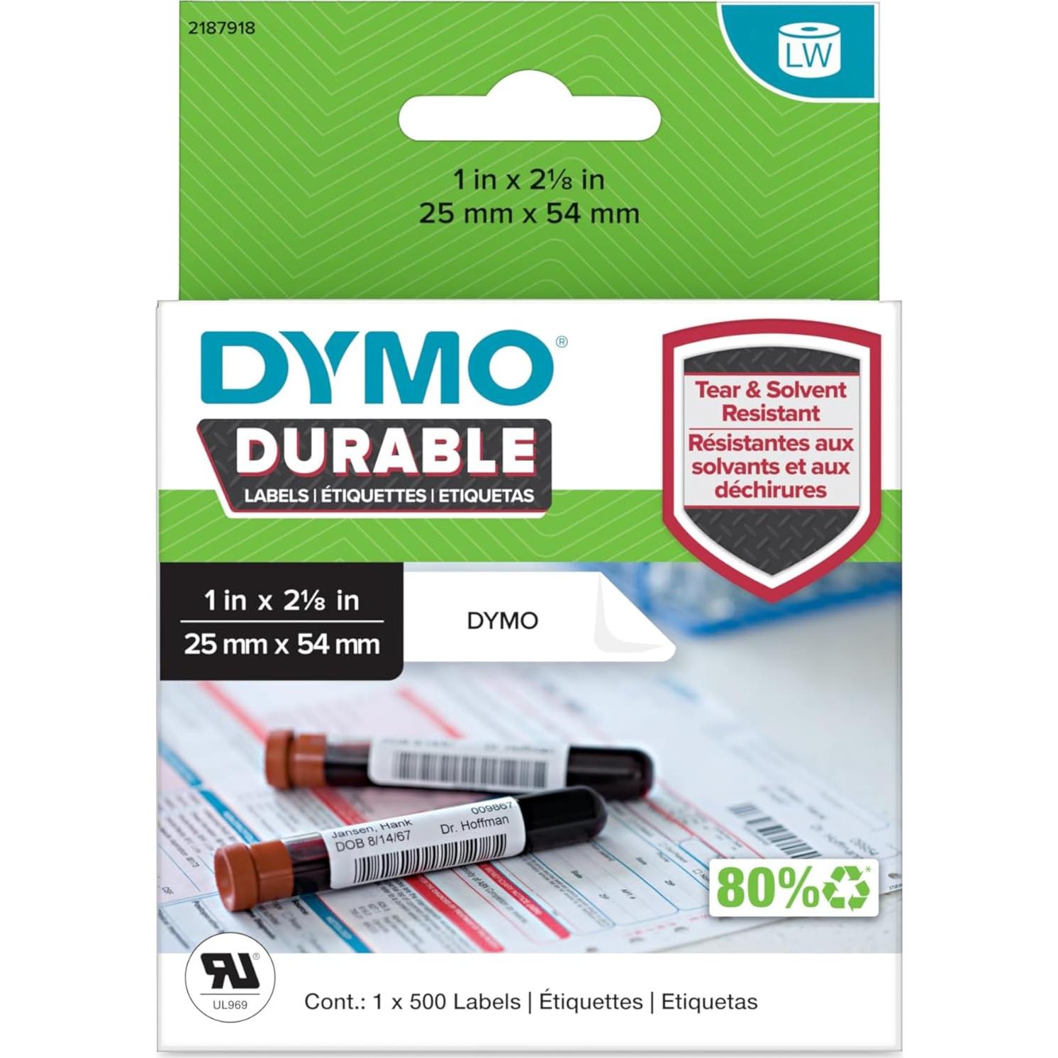 Etiquetas Autoadhesivas DYMO 25x54mm para Laboratorio - 500 Unidades