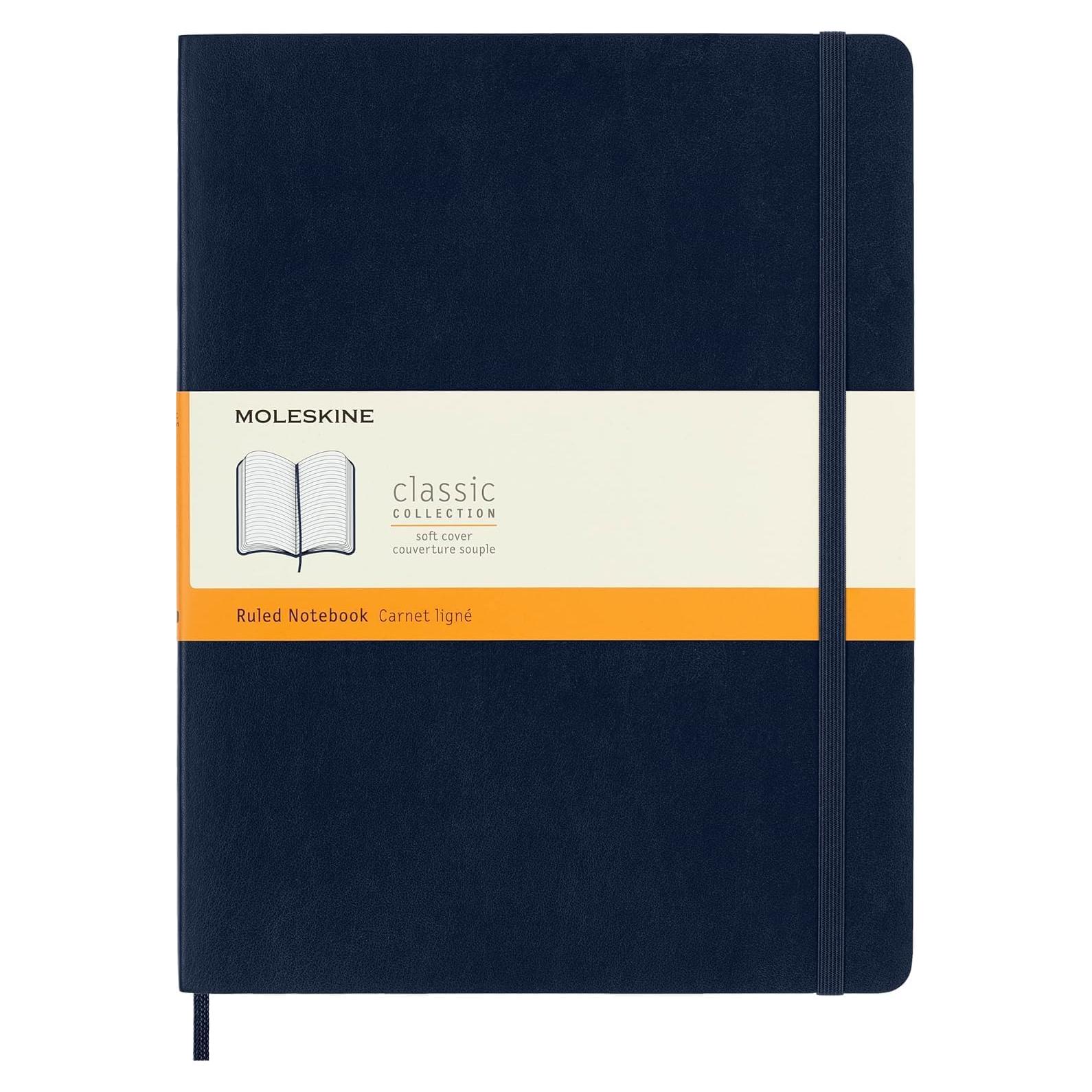 Cuaderno Moleskine Clásico Tapa Blanda XL Rayado Azul 192 Páginas
