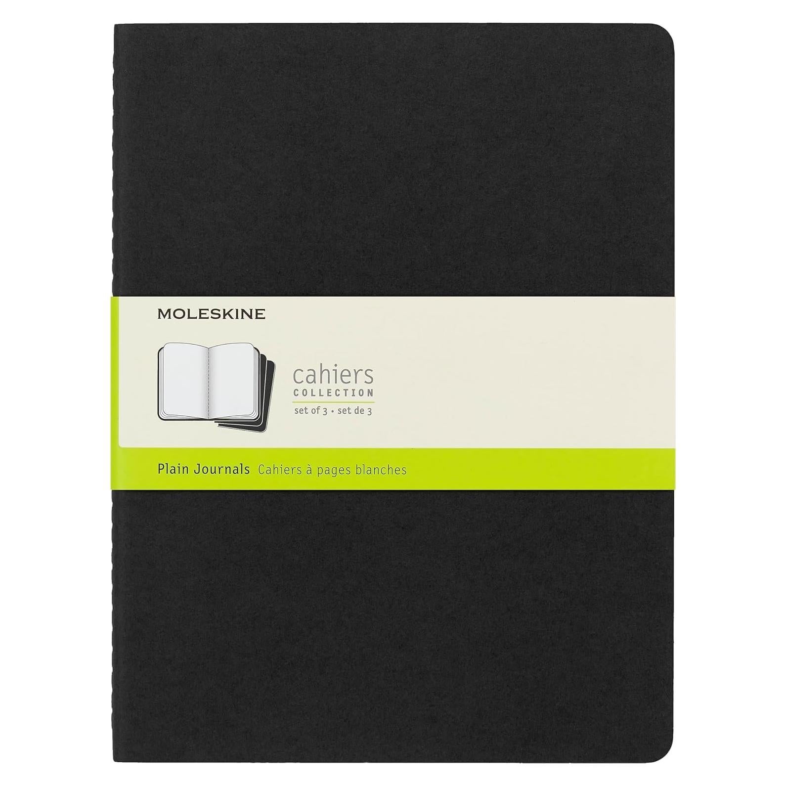 Diarios Moleskine Cahier en blanco, 3 unidades, Negro, 25.1x19.1 cm