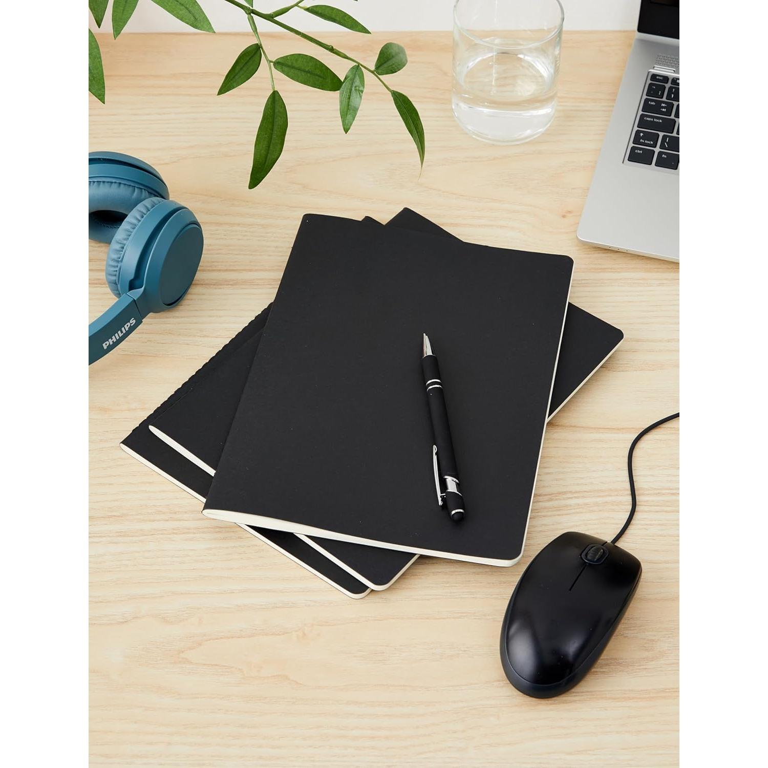 Diarios Moleskine Cahier en blanco, 3 unidades, Negro, 25.1x19.1 cm