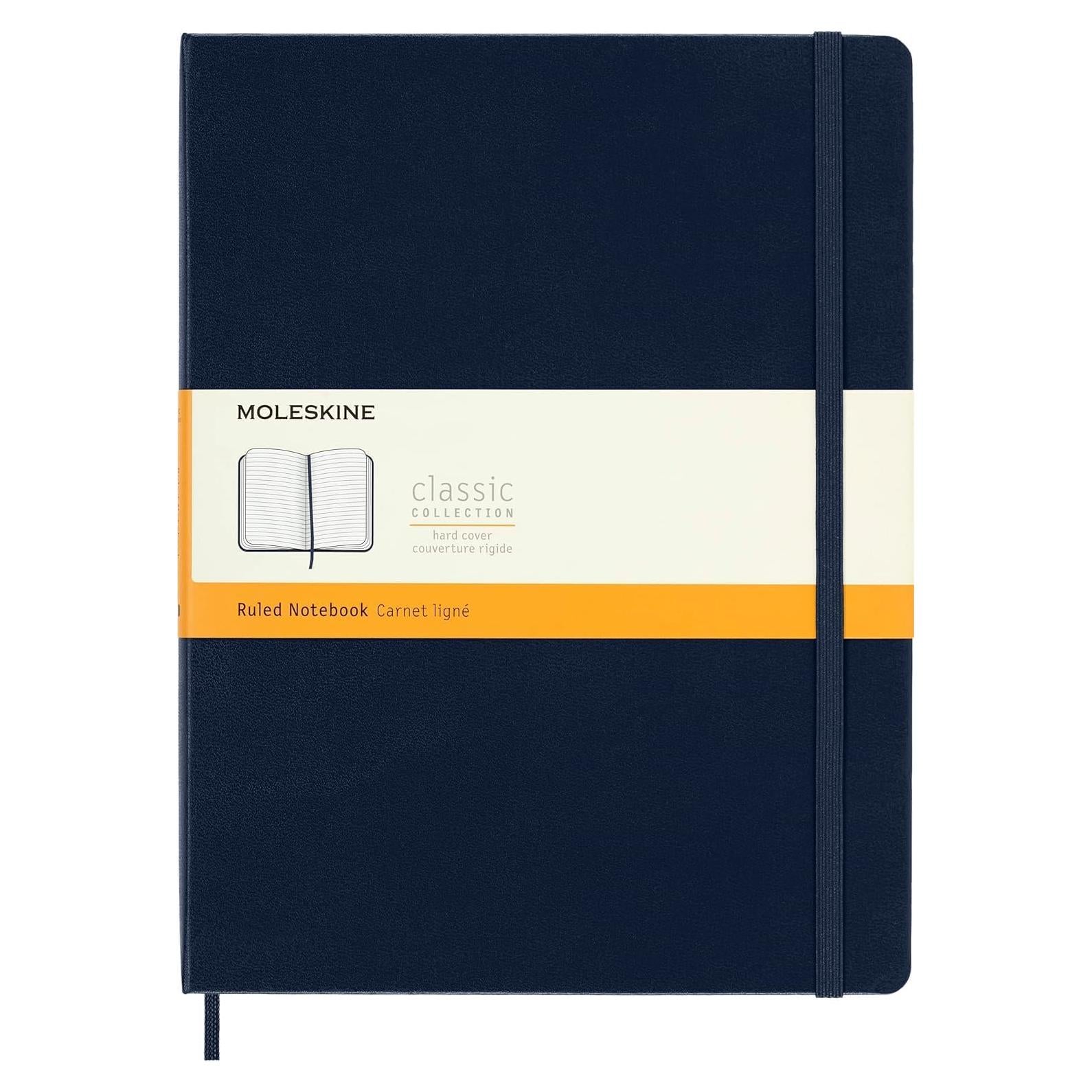 Cuaderno Moleskine Clásico Tapa Dura XL Rayado Azul 192 Páginas