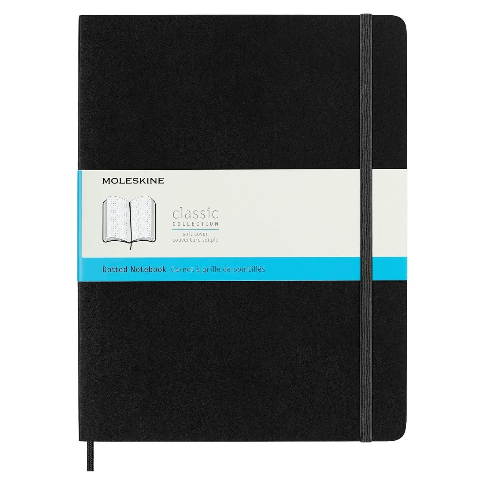 Cuaderno Moleskine XL Punteado Negro Tapa Blanda 192 Páginas