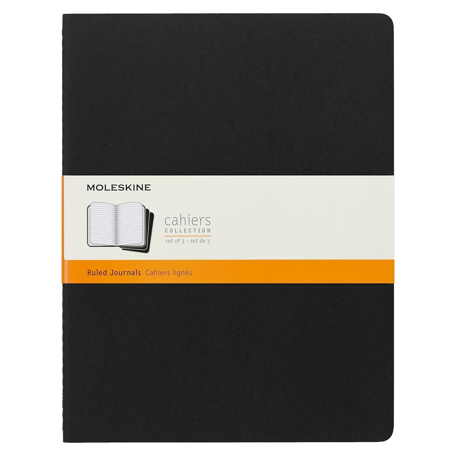 Moleskine Cahier Journal Grande Rayado Negro 80 Páginas Juego de 3