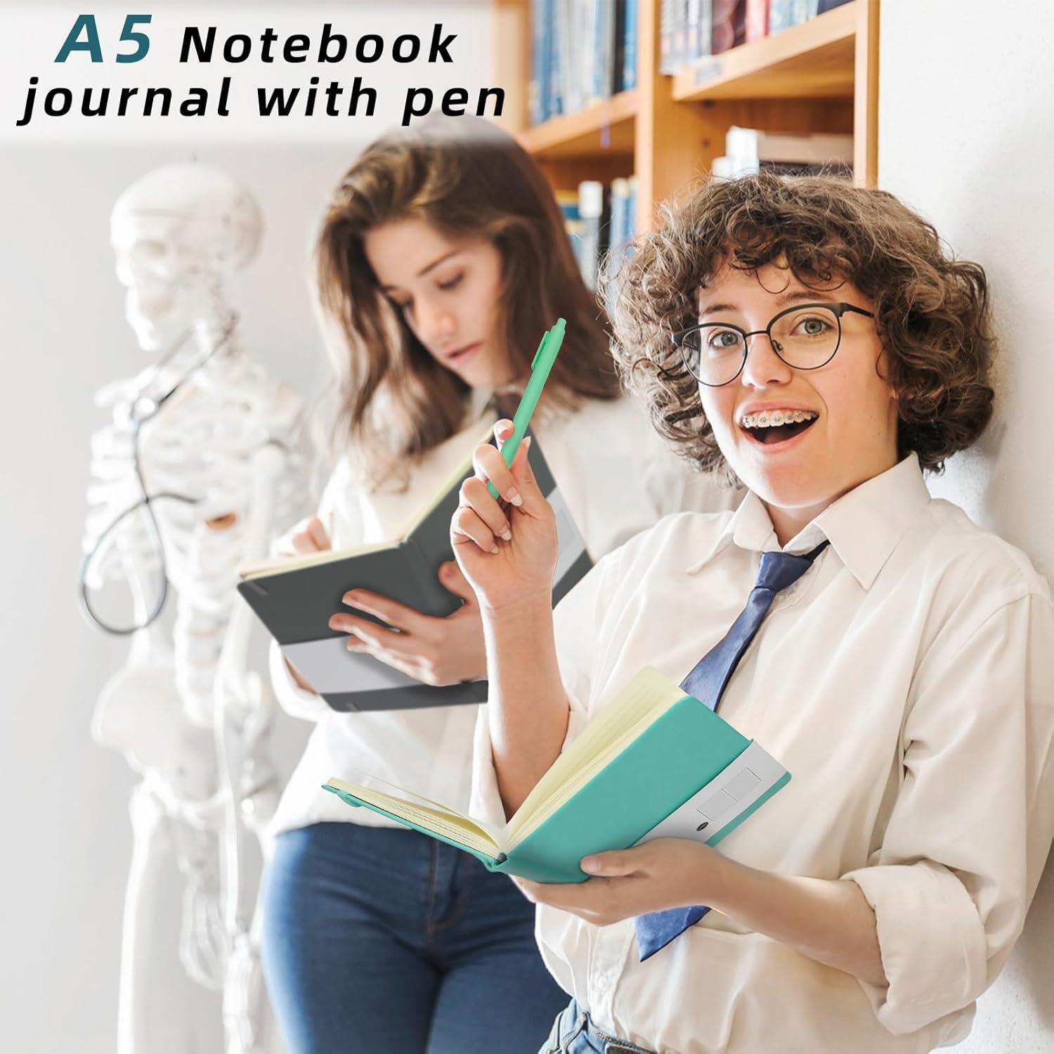 Coopay 12 Cuadernos A5 Tapa Dura con Bolígrafos Multicolor