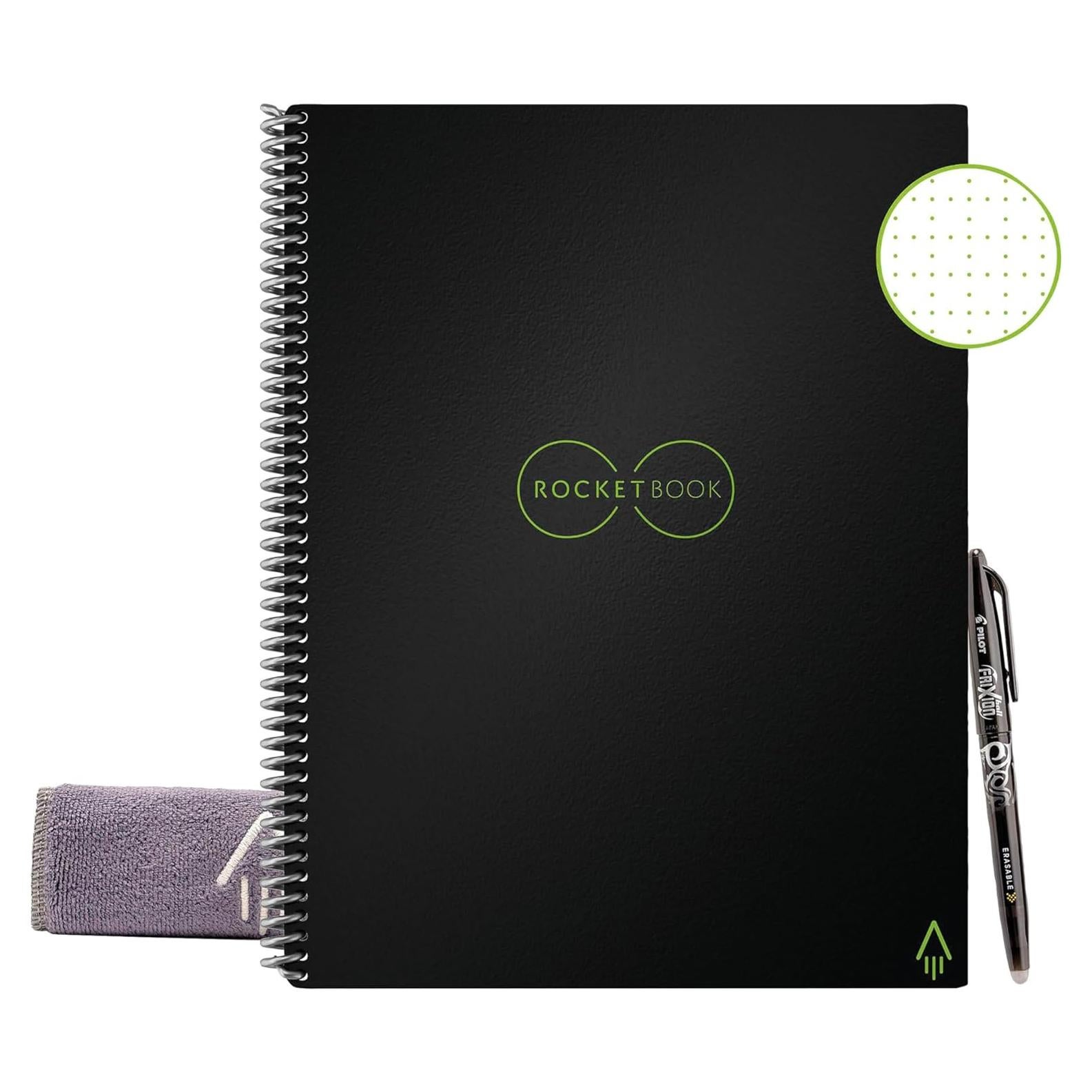 Cuaderno Inteligente Rocketbook Core A5 Punteado Negro 27.9x21.5cm