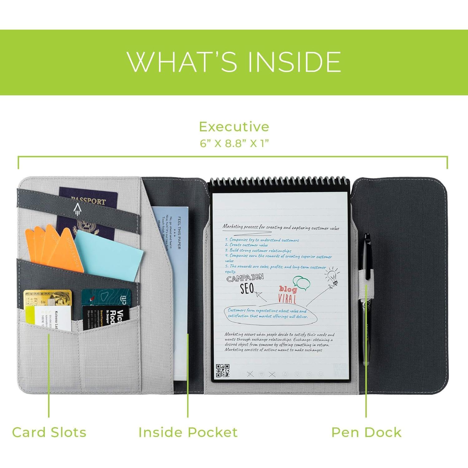 Funda Folio Rocketbook Flip Gris 100% Reciclable Tamaño Ejecutivo