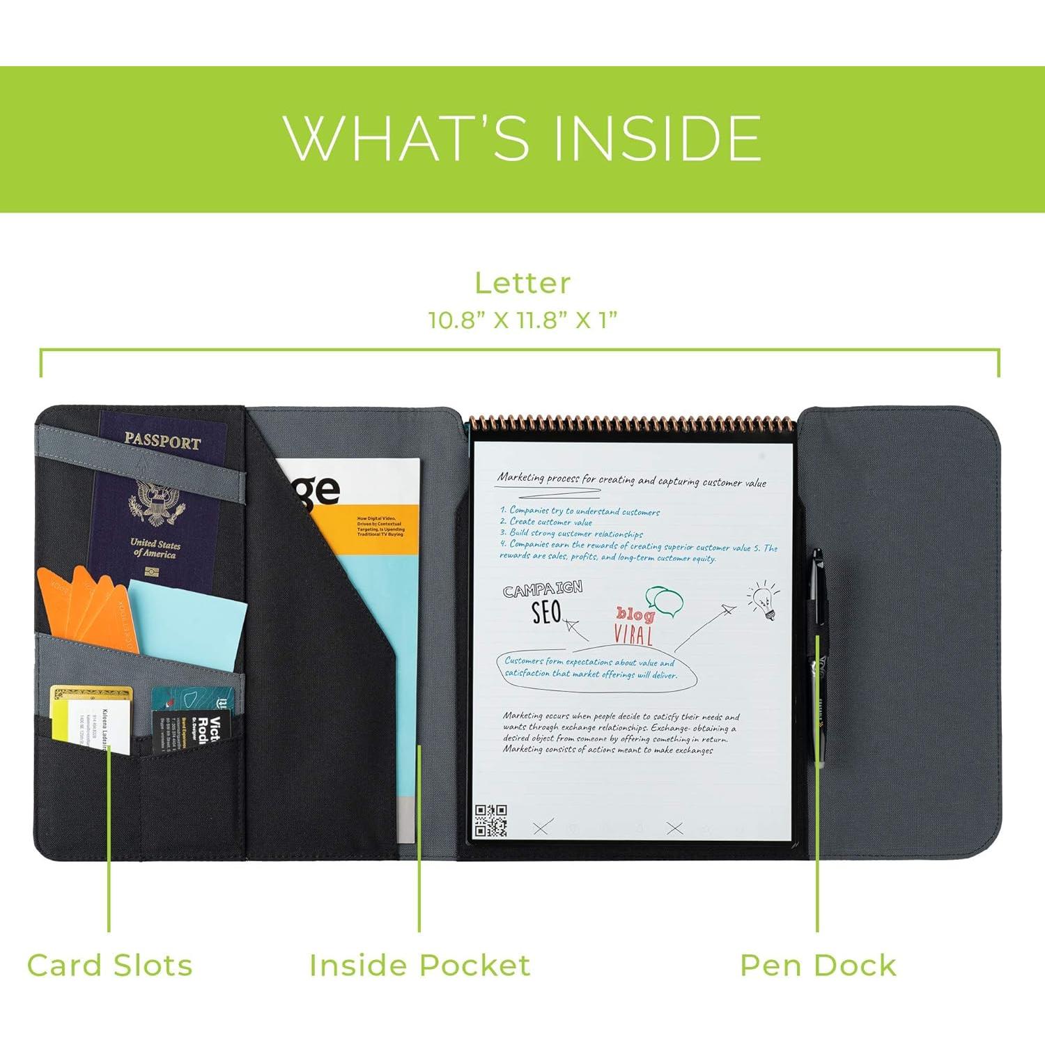 Funda Folio Rocketbook Flip Negra 100% Reciclable Tamaño Carta