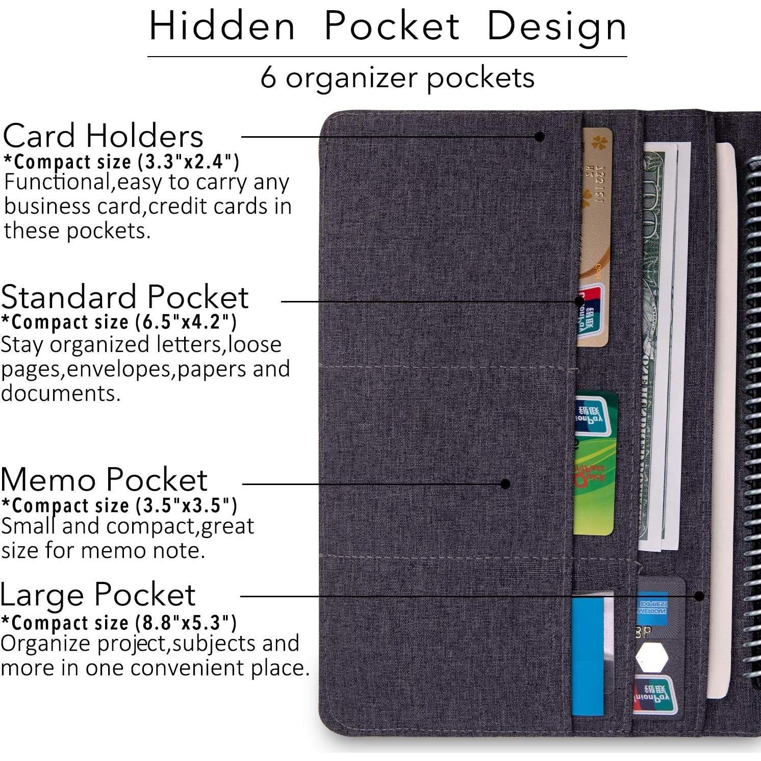 Funda Folio KGMCARE A5 Gris - Organizador Multiusos Tela Reciclada