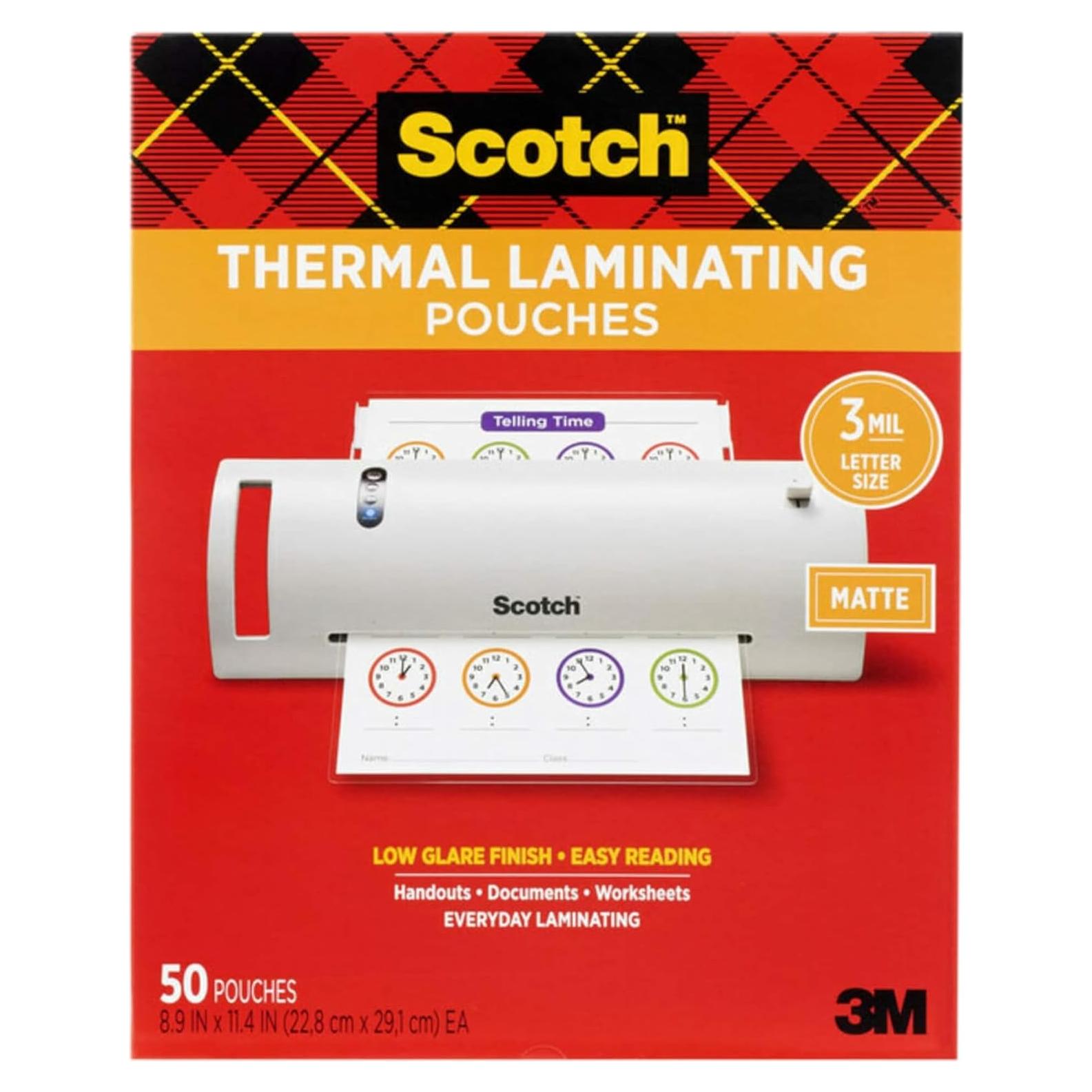 Bolsas de Laminado Térmico Scotch Mate 22.6x29 cm, 50 Unidades