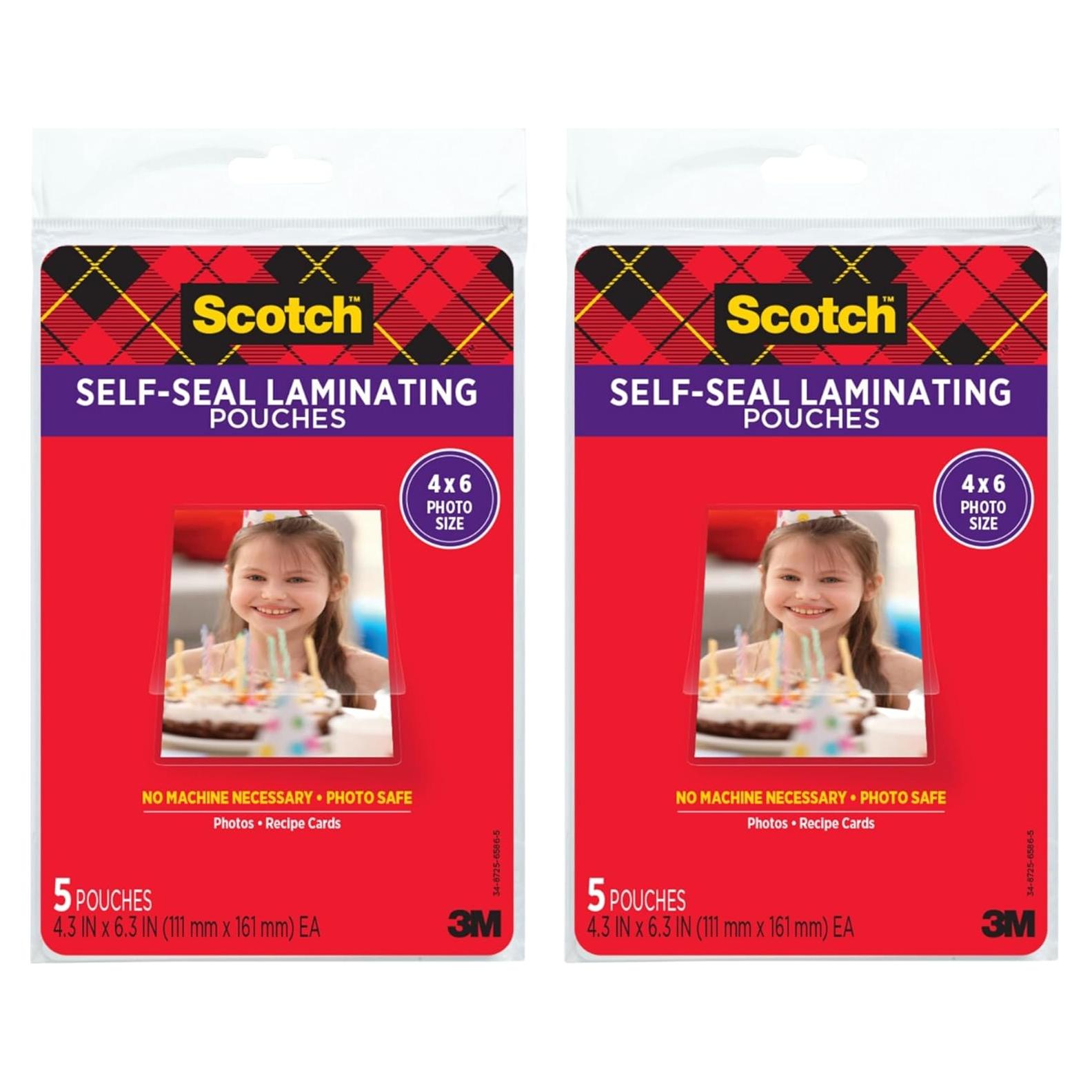 Bolsas de Laminado Autoadhesivas Scotch 11.1x16.2 cm Brillantes - Paquete de 10