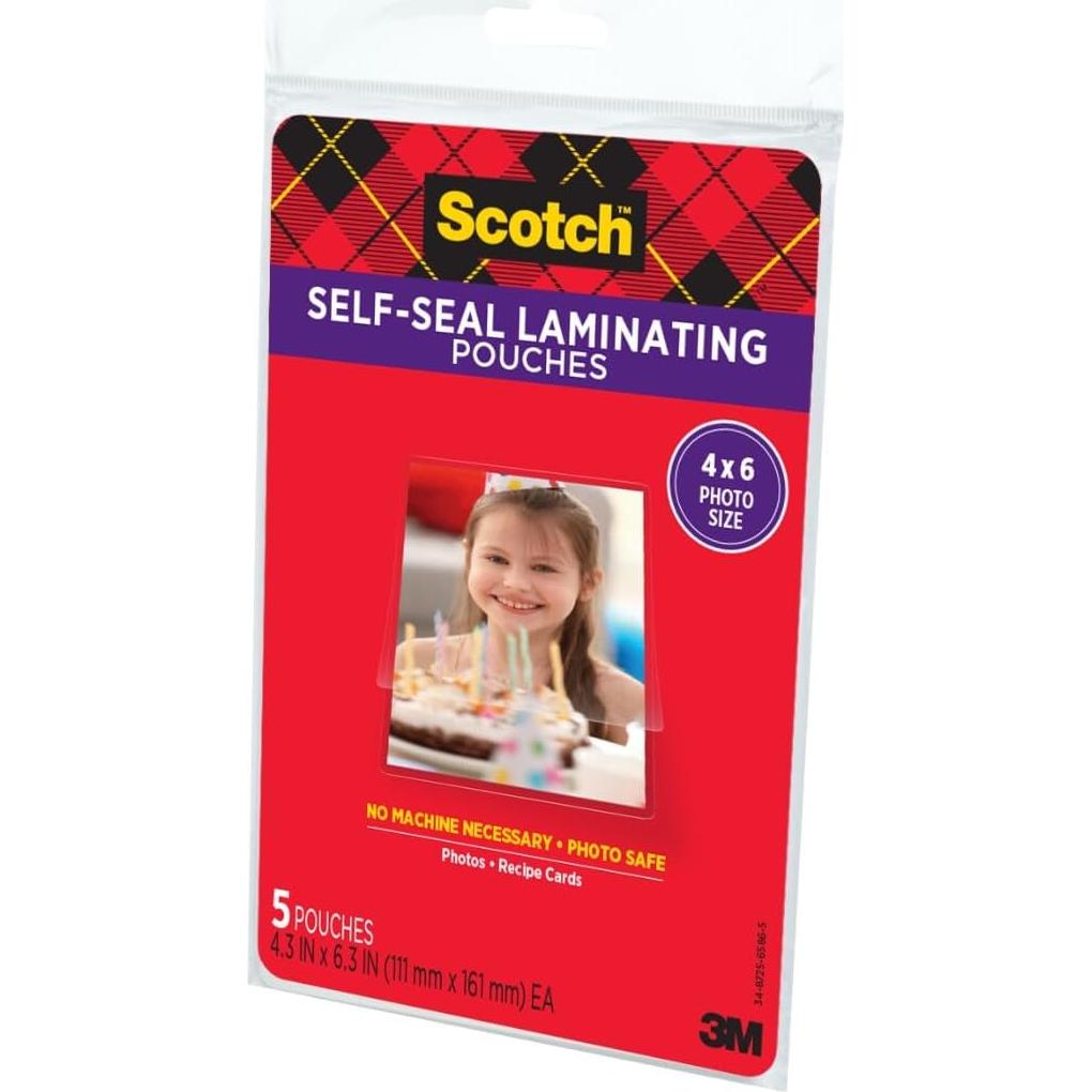 Bolsas de Laminado Autoadhesivas Scotch 11.1x16.2 cm Brillantes - Paquete de 10