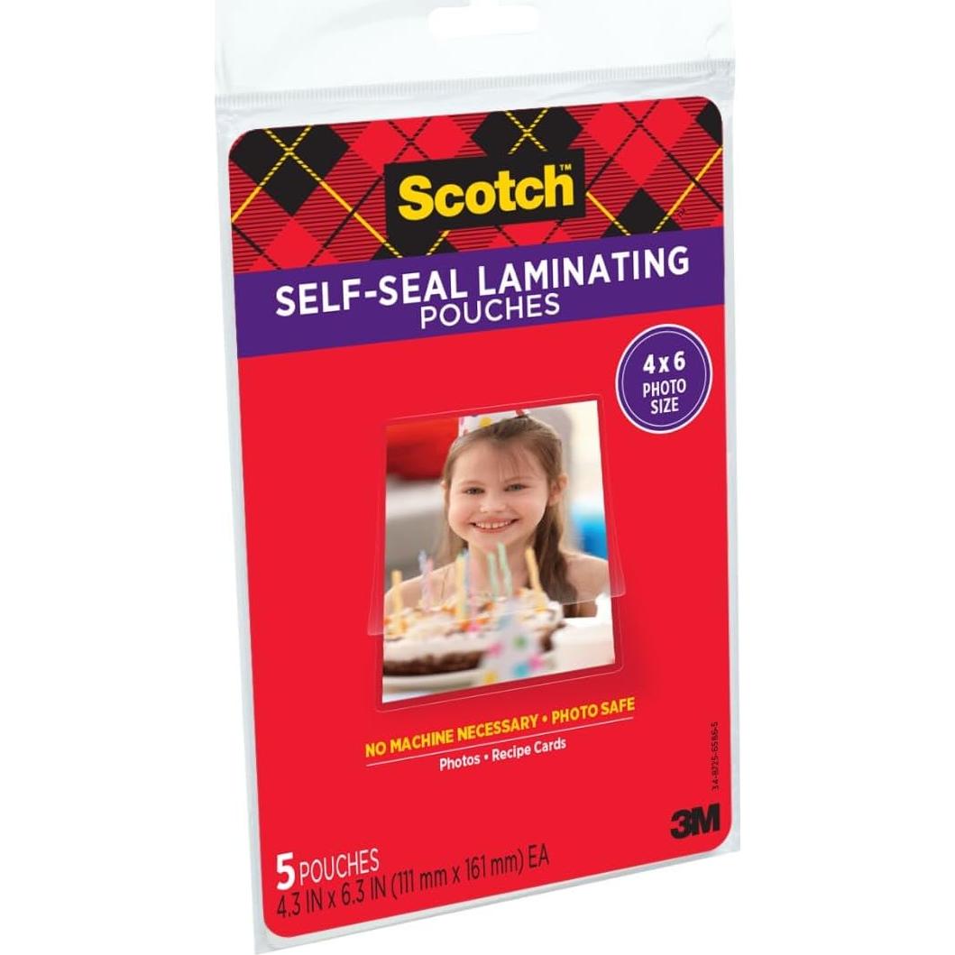Bolsas de Laminado Autoadhesivas Scotch 11.1x16.2 cm Brillantes - Paquete de 10
