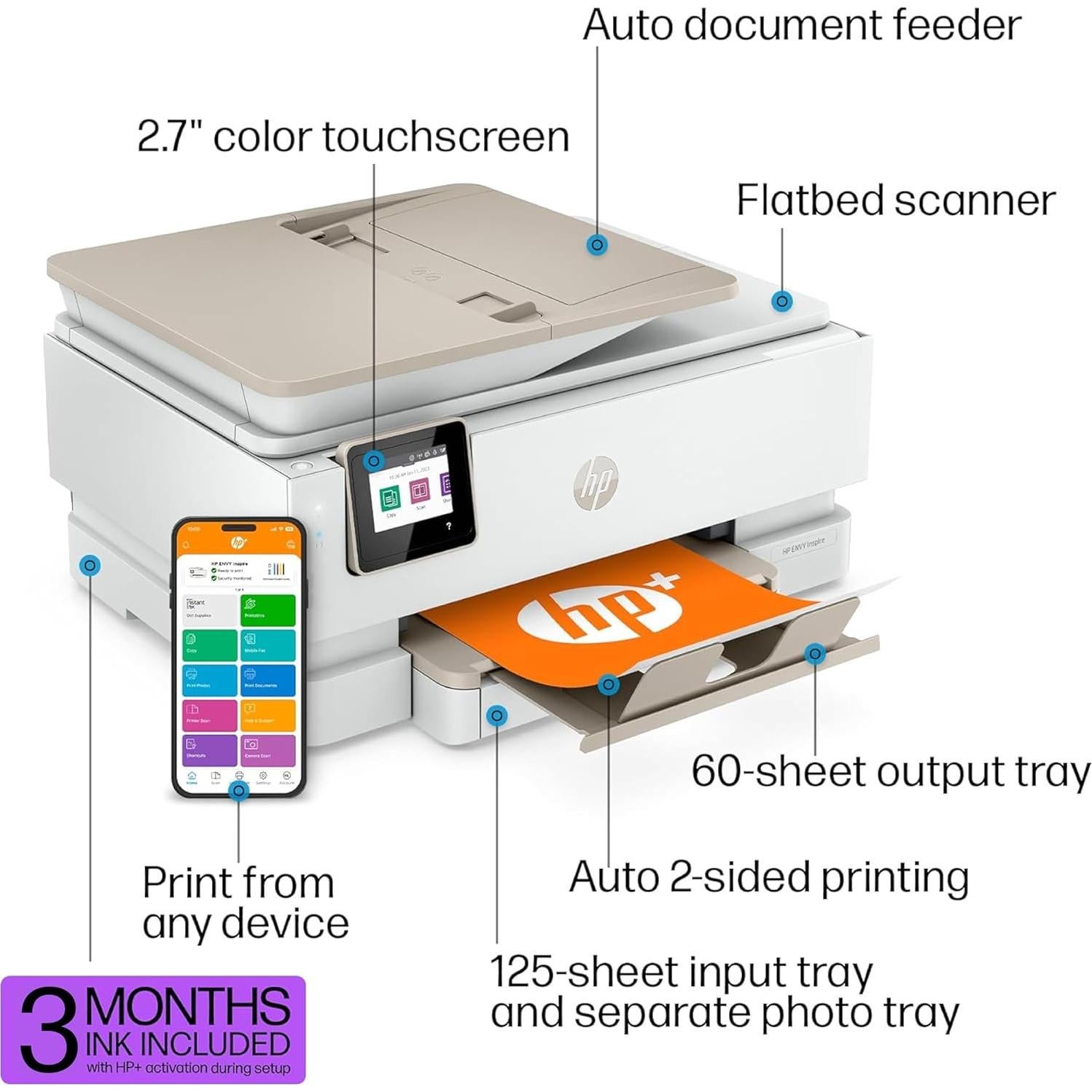 Impresora Multifuncional HP ENVY Inspire 7958e Inalámbrica