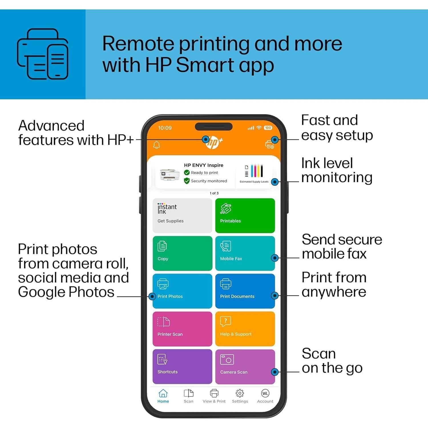 Impresora Multifuncional HP ENVY Inspire 7958e Inalámbrica