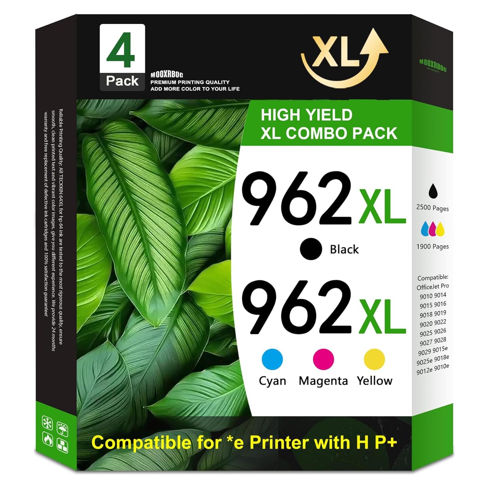 Cartuchos de Tinta 962XL Mooxrbog - Alto Rendimiento 4 Piezas
