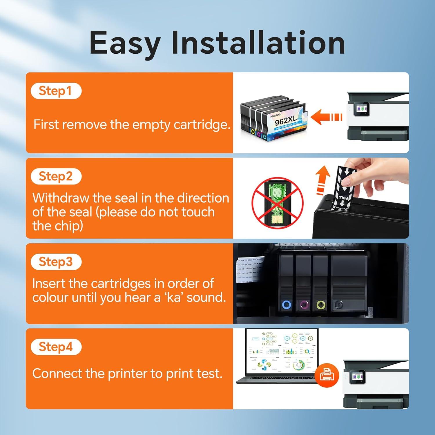 Cartuchos de Tinta HP 962XL Nestink Combo Pack 4 Piezas