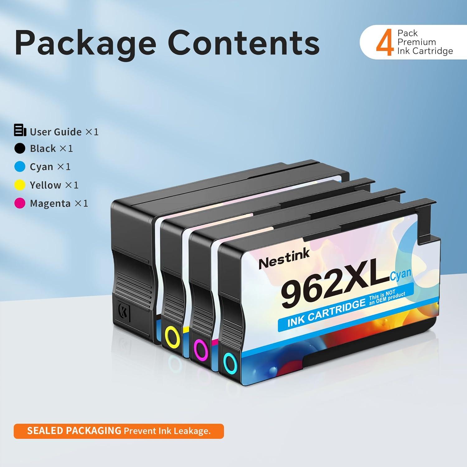 Cartuchos de Tinta HP 962XL Nestink Combo Pack 4 Piezas