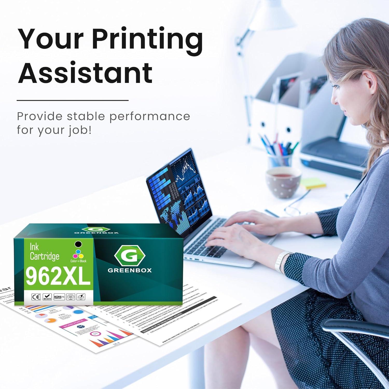 Cartucho de Tinta GREENBOX 962 XL Reemplazo para HP OfficeJet Pro