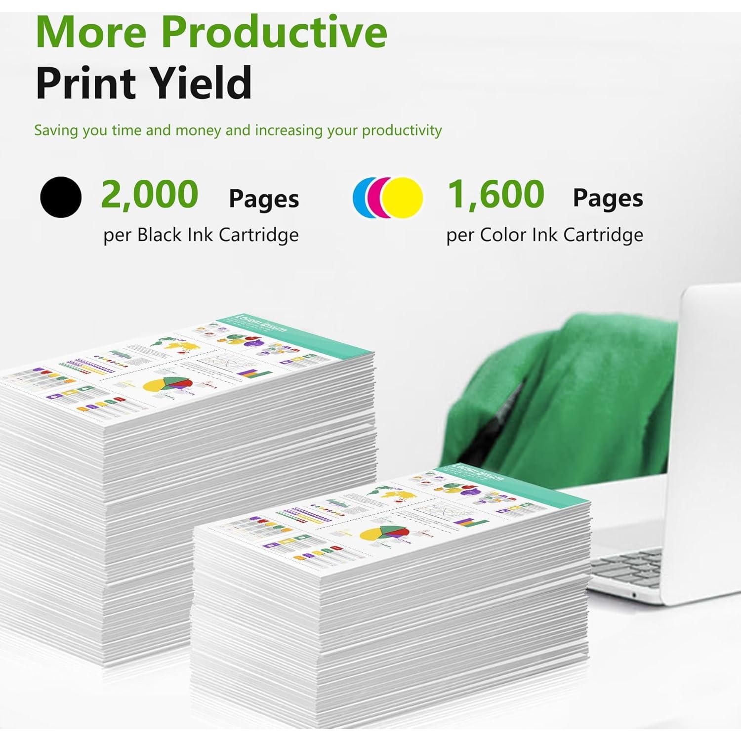 Cartuchos de tinta 962XL PikBey - Paquete de 5 (2 Negro, 1 Cian, 1 Magenta, 1 Amarillo)