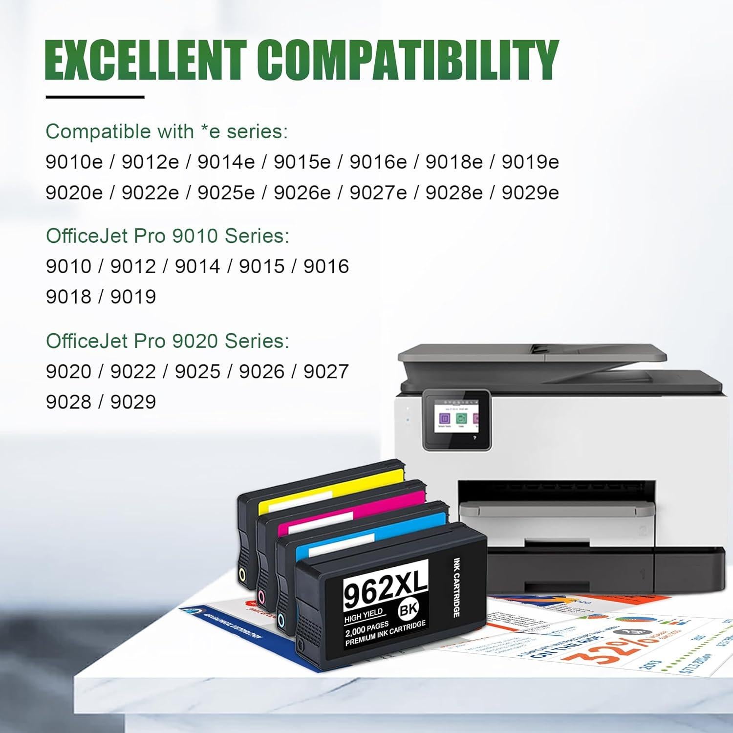 Cartuchos de tinta Obuweu 962XL para HP - Paquete de 4