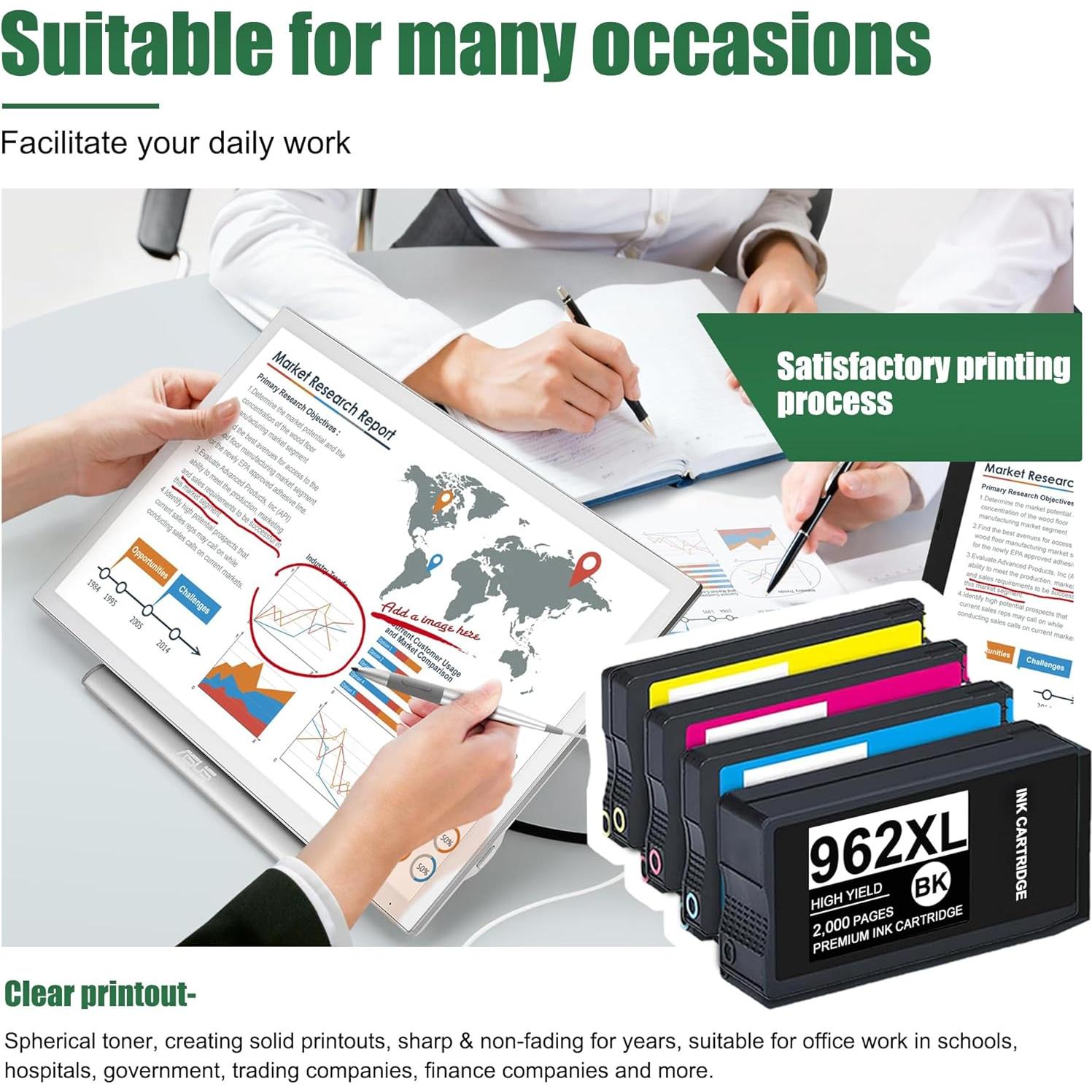 Cartuchos de tinta Obuweu 962XL para HP - Paquete de 4