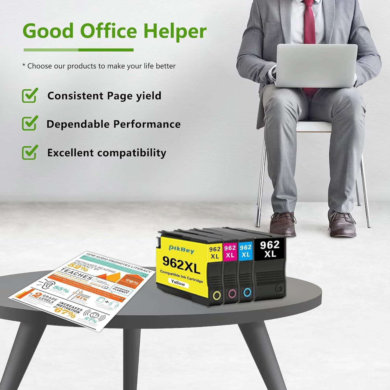 Paquete de cartuchos de tinta 962XL PikBey para HP OfficeJet Pro