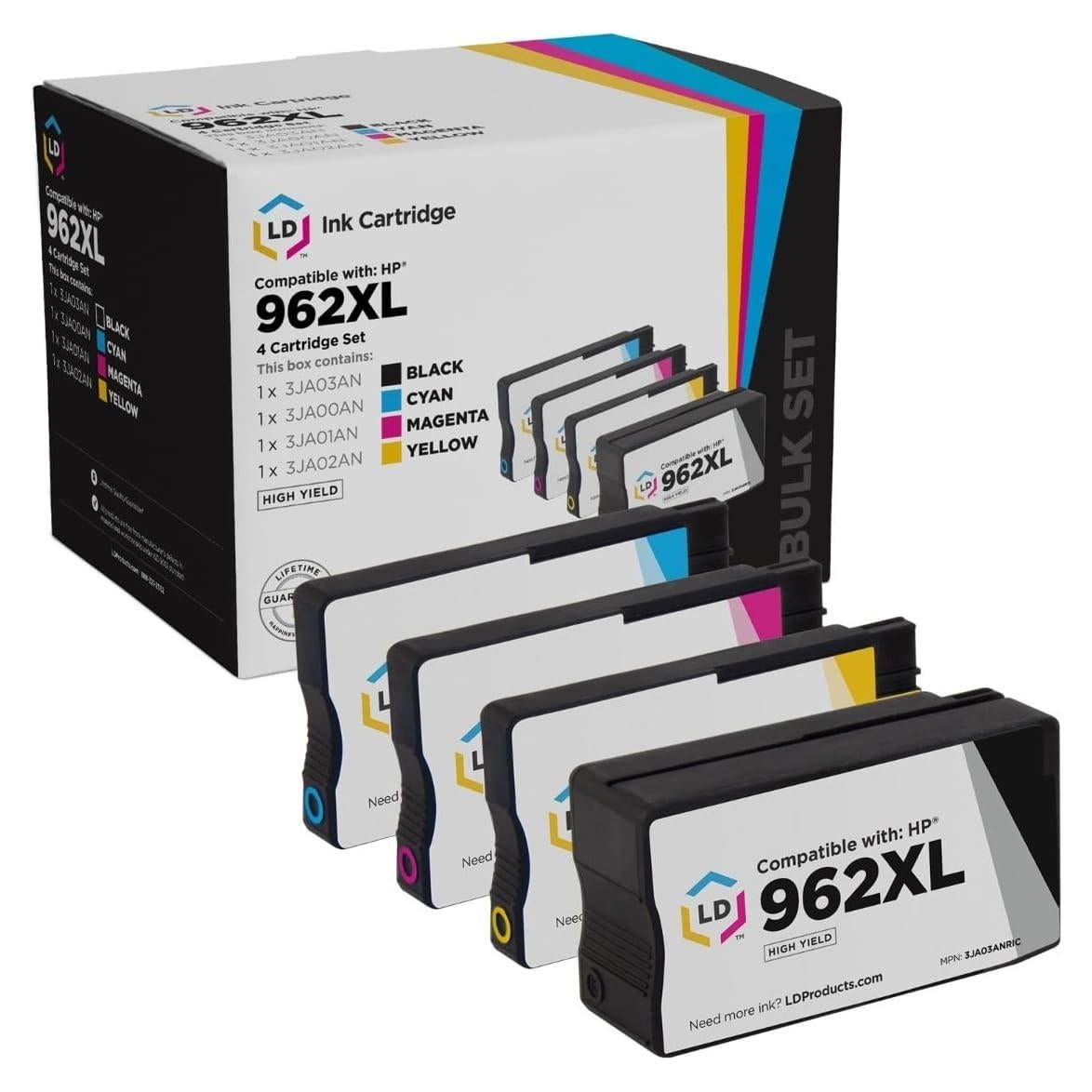 Cartuchos de tinta remanufacturados LD 962XL para HP OfficeJet Pro