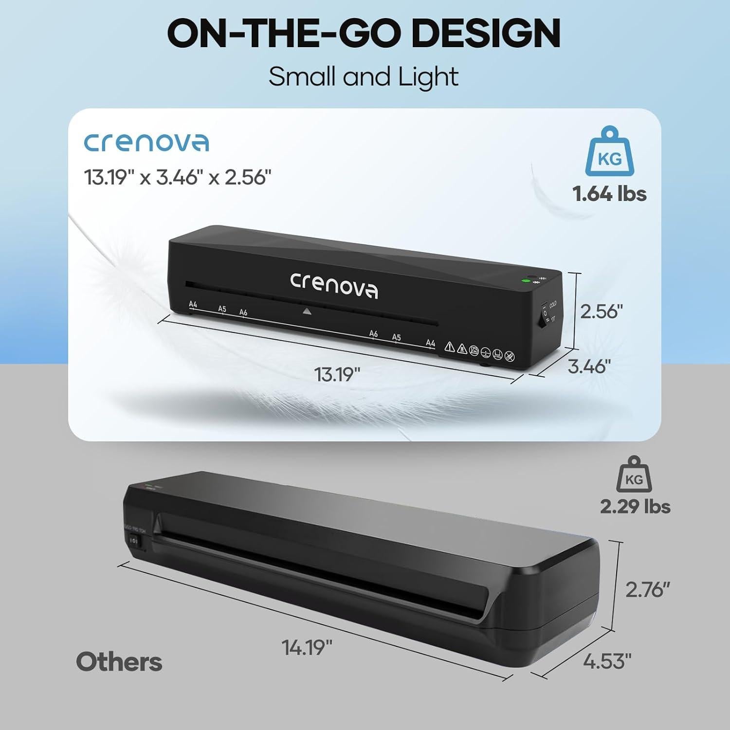 Crenova Laminadora A4 Caliente y Frío 10 Hojas Negra