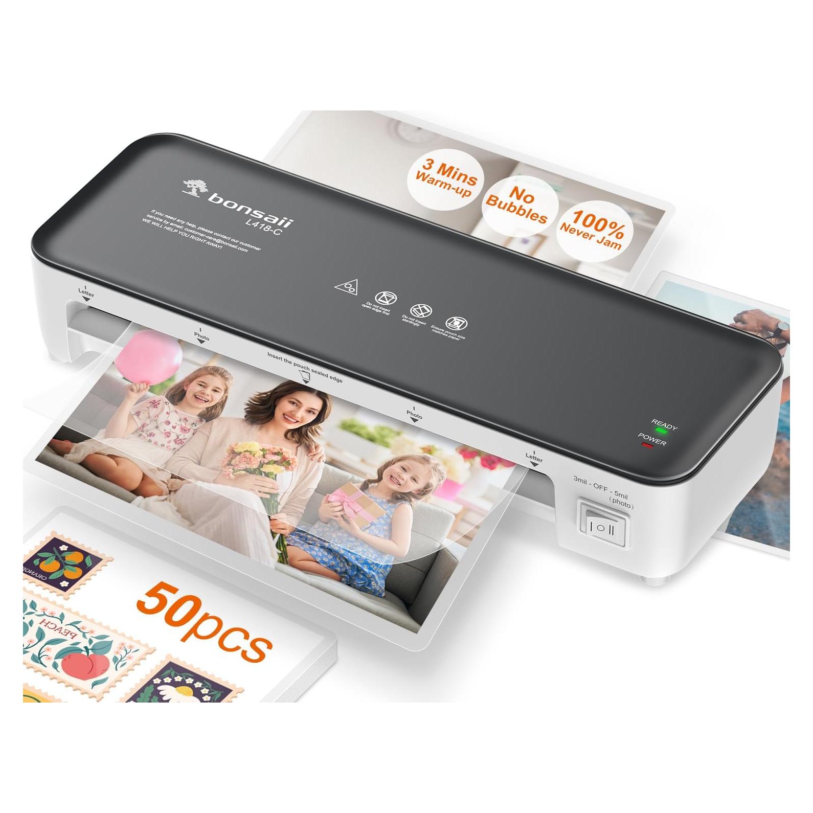 Laminadora Térmica Bonsaii L418-C Gris 9" con 50 Fundas