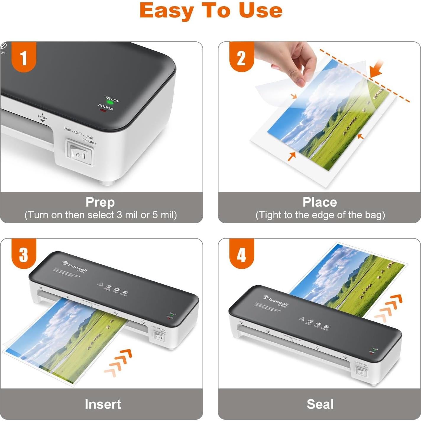 Laminadora Térmica Bonsaii L418-C Gris 9" con 50 Fundas