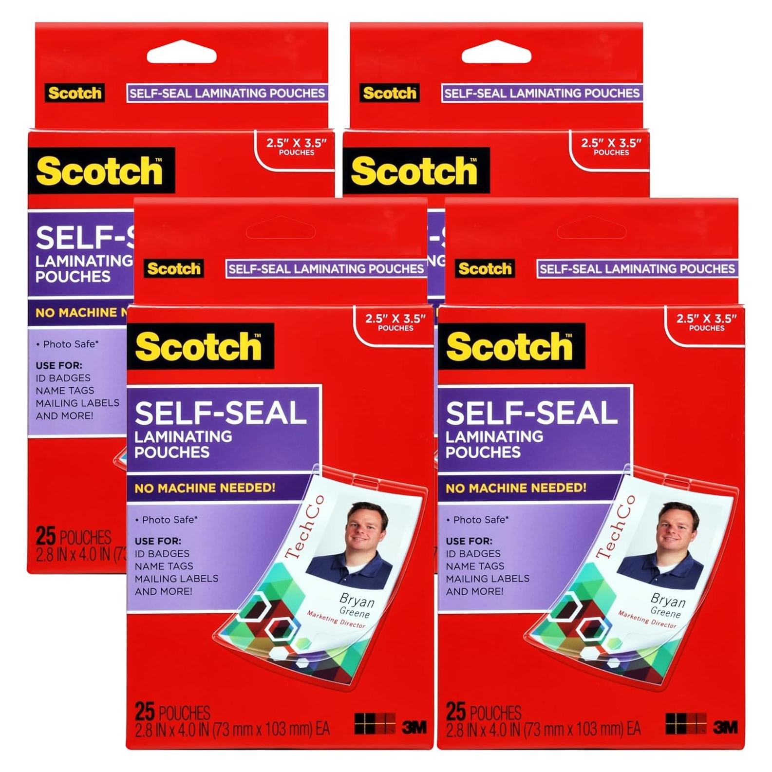 Paquete de Laminado Autoadhesivo Scotch 5.72x8.89cm - 100 Paquetes