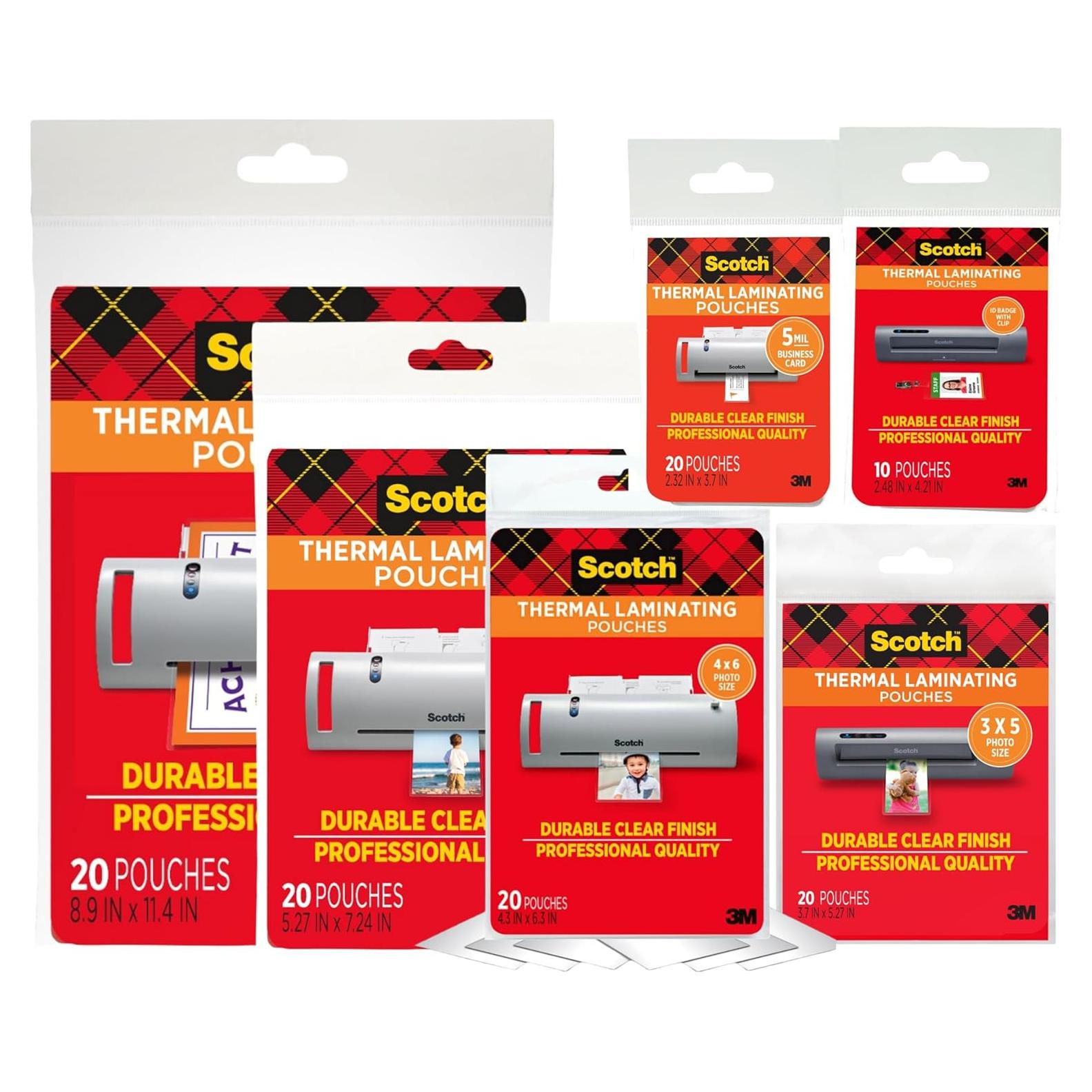 Paquete de 110 Bolsas de Laminado Térmico 3M - 6 Tamaños