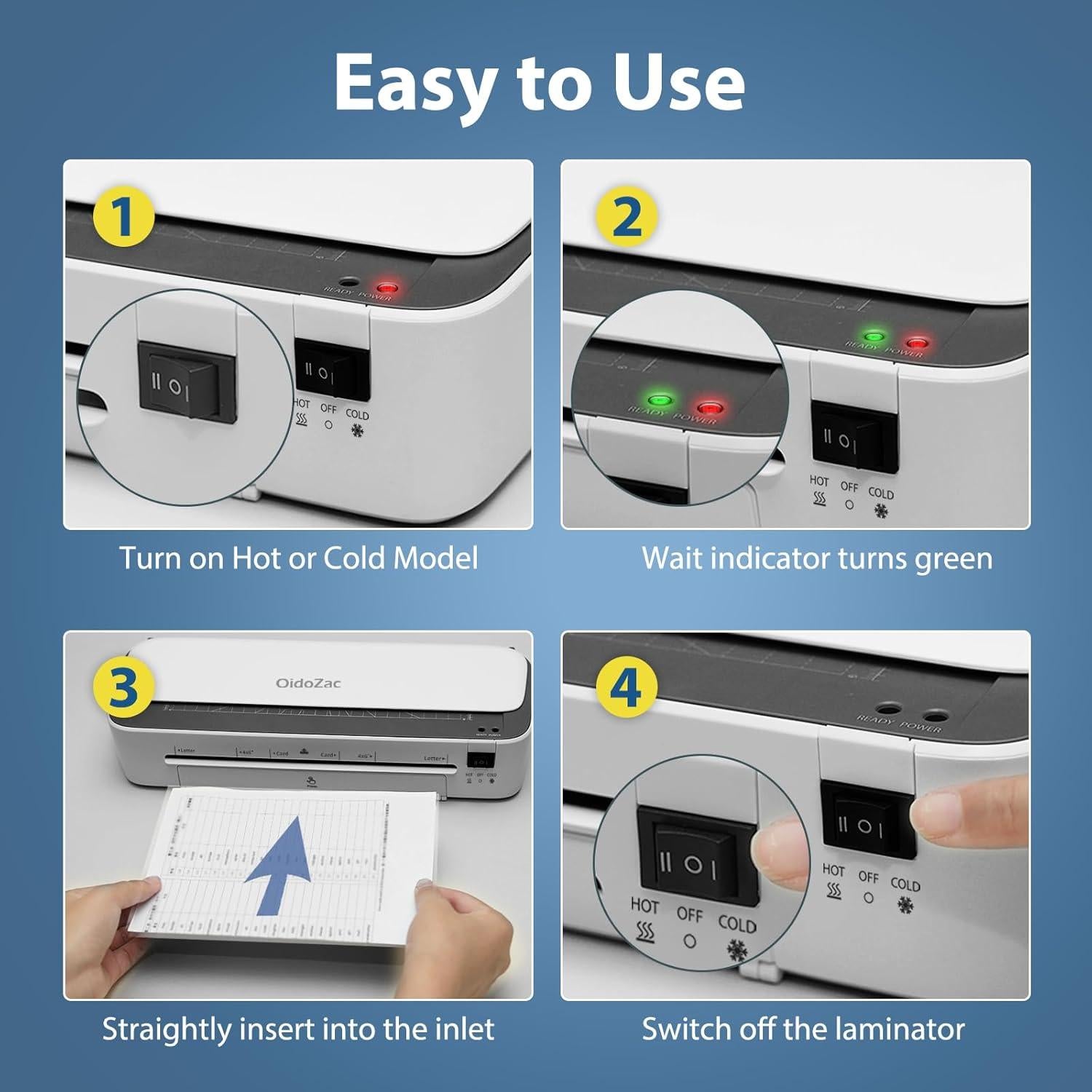 Laminadora OidoZac 11 en 1 A4 9" Caliente y Frío 36 Hojas