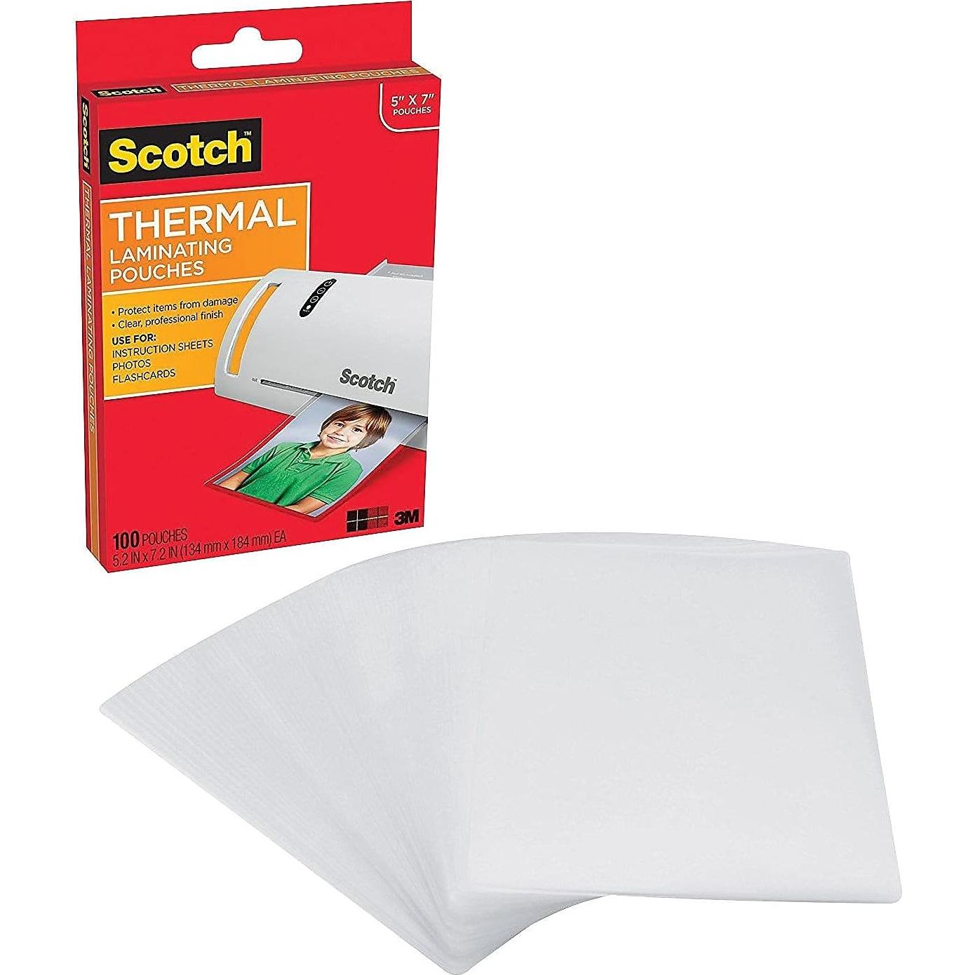 Bolsas de Laminado Térmico Scotch 5x18 cm, 5 Mil, Transparente 100/Pk
