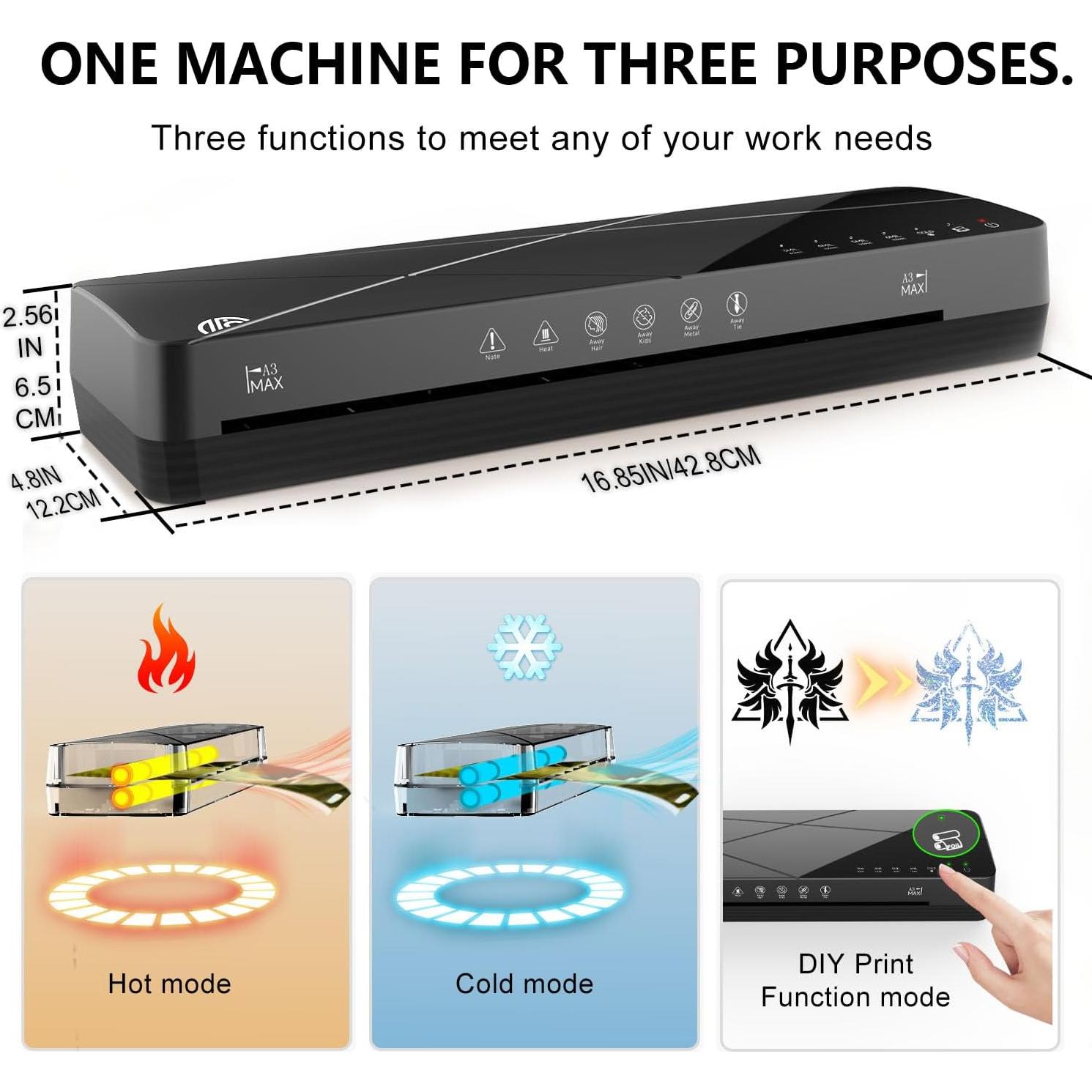 Crenova Máquina de Laminado 2.18 kg A4 6 en 1 Negro con 50 Hojas