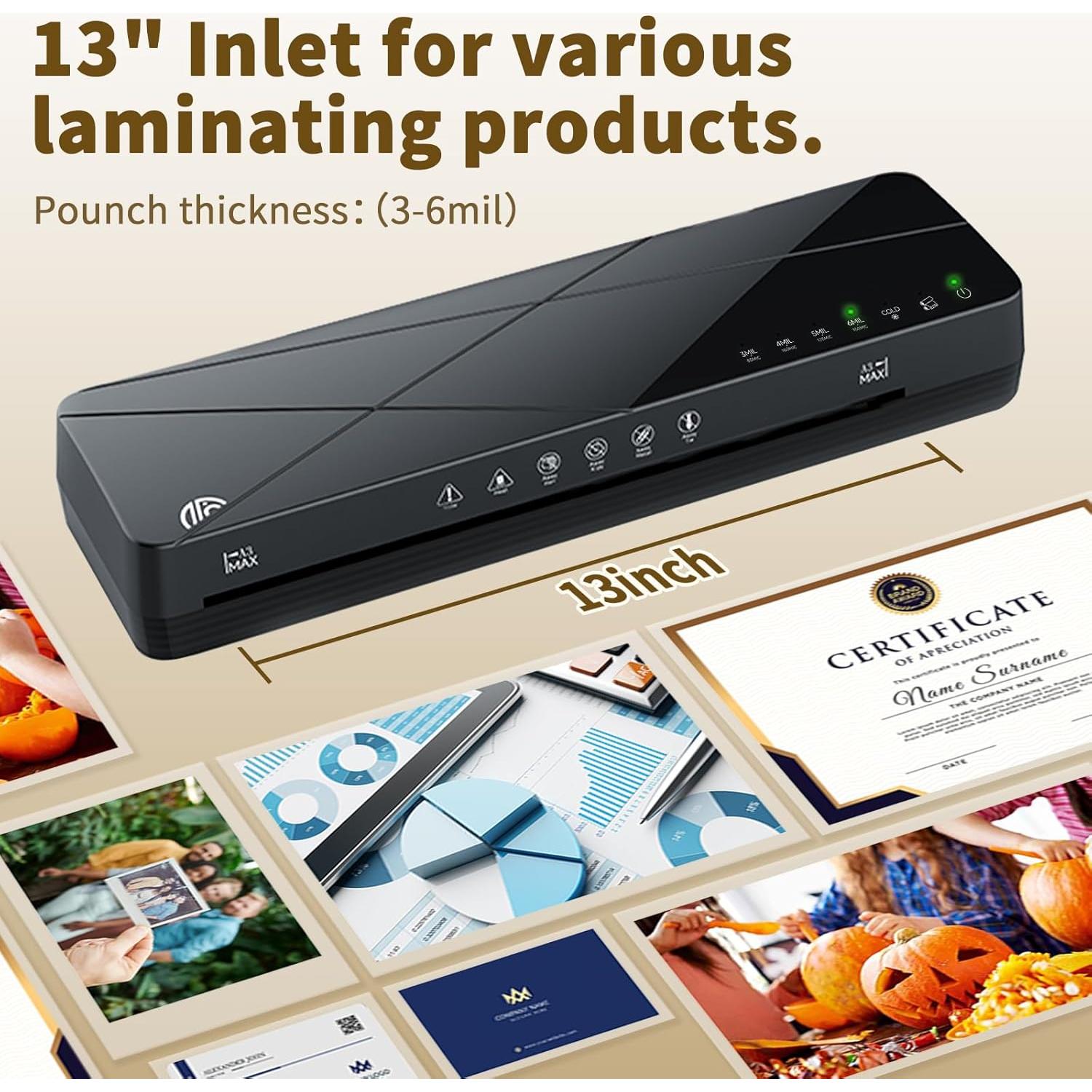 Crenova Máquina de Laminado 2.18 kg A4 6 en 1 Negro con 50 Hojas