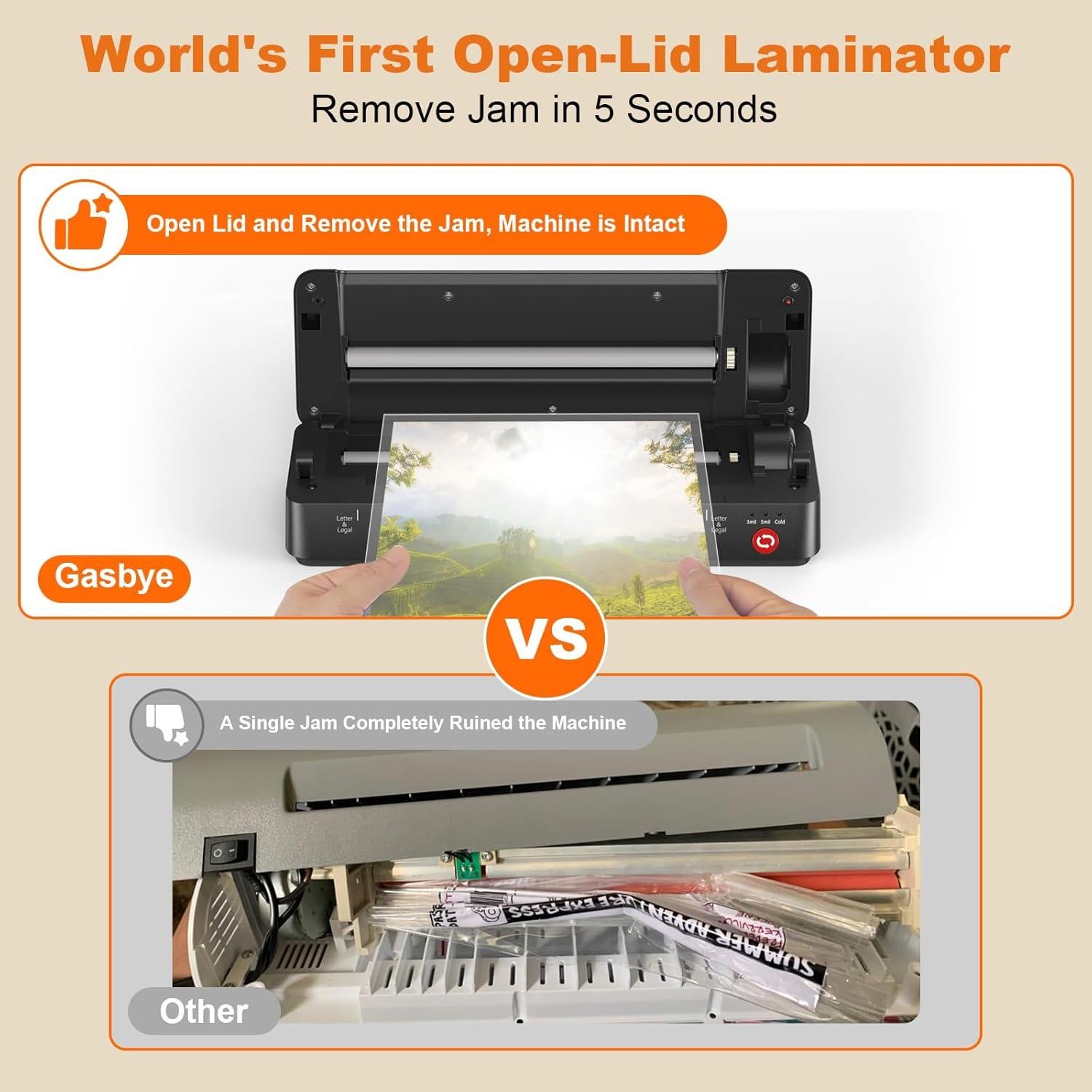 Laminadora Térmica Gasbye OL189 9 Pulgadas + 5 Fundas