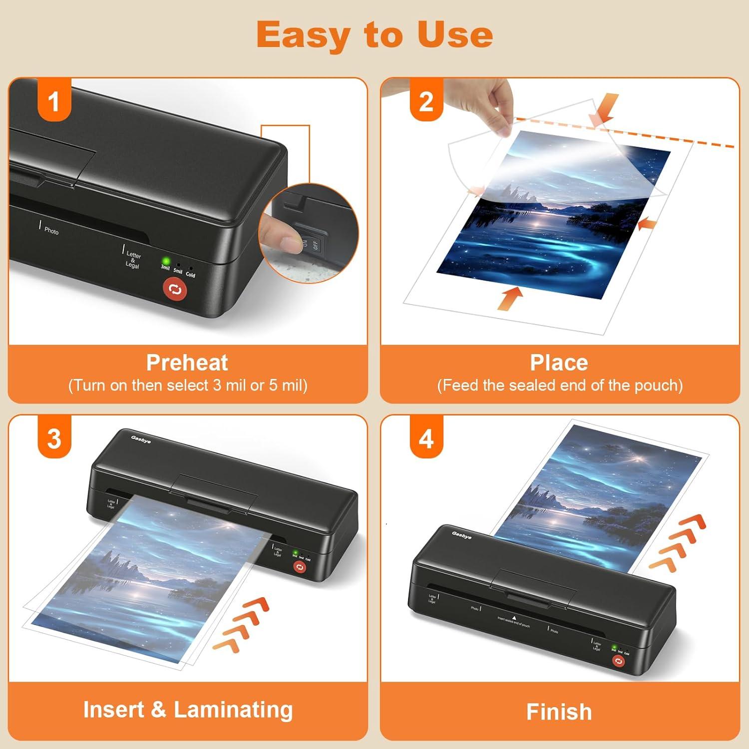 Laminadora Térmica Gasbye OL189 9 Pulgadas + 5 Fundas