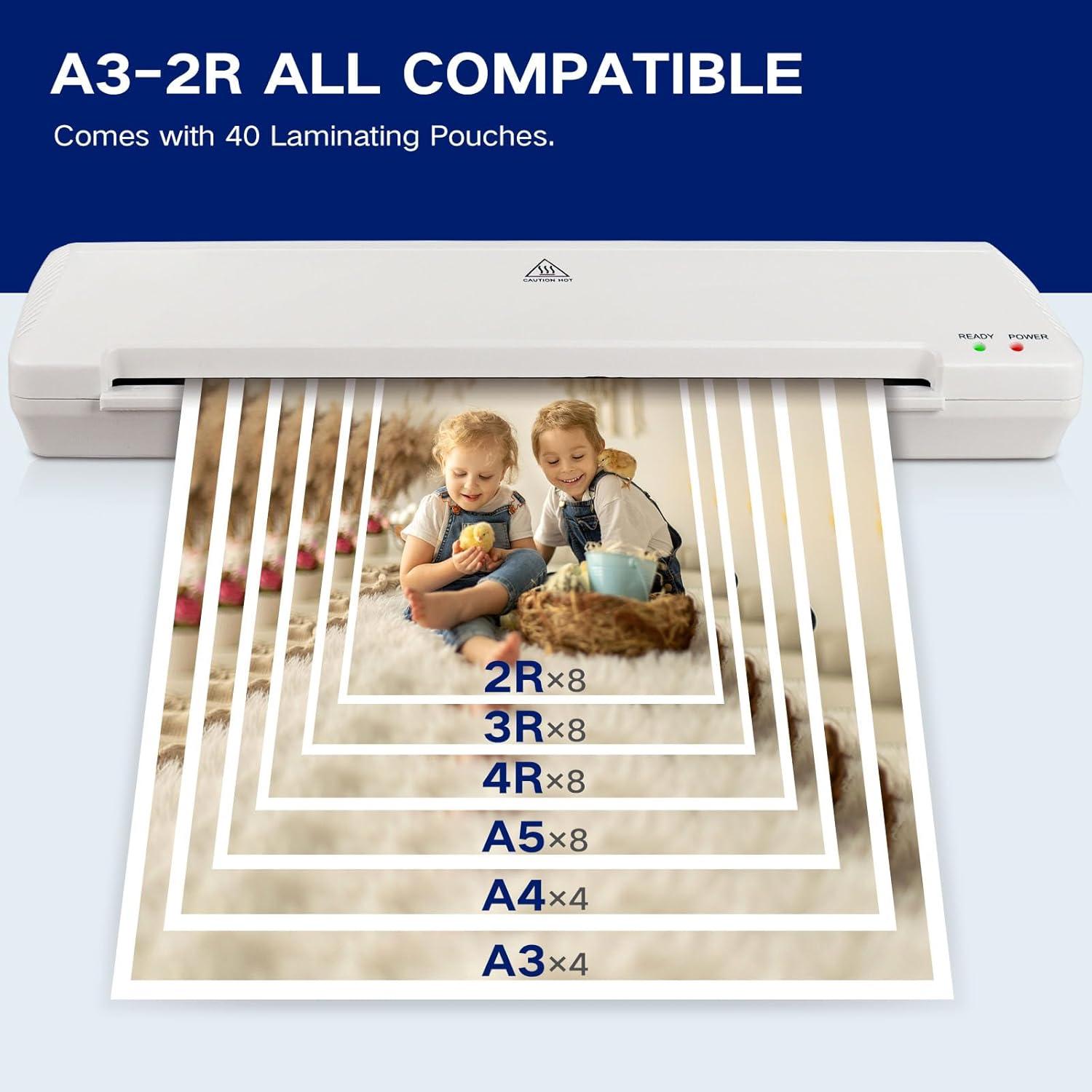 Laminadora Térmica A3 Zyerch 7 en 1 con 40 Fundas