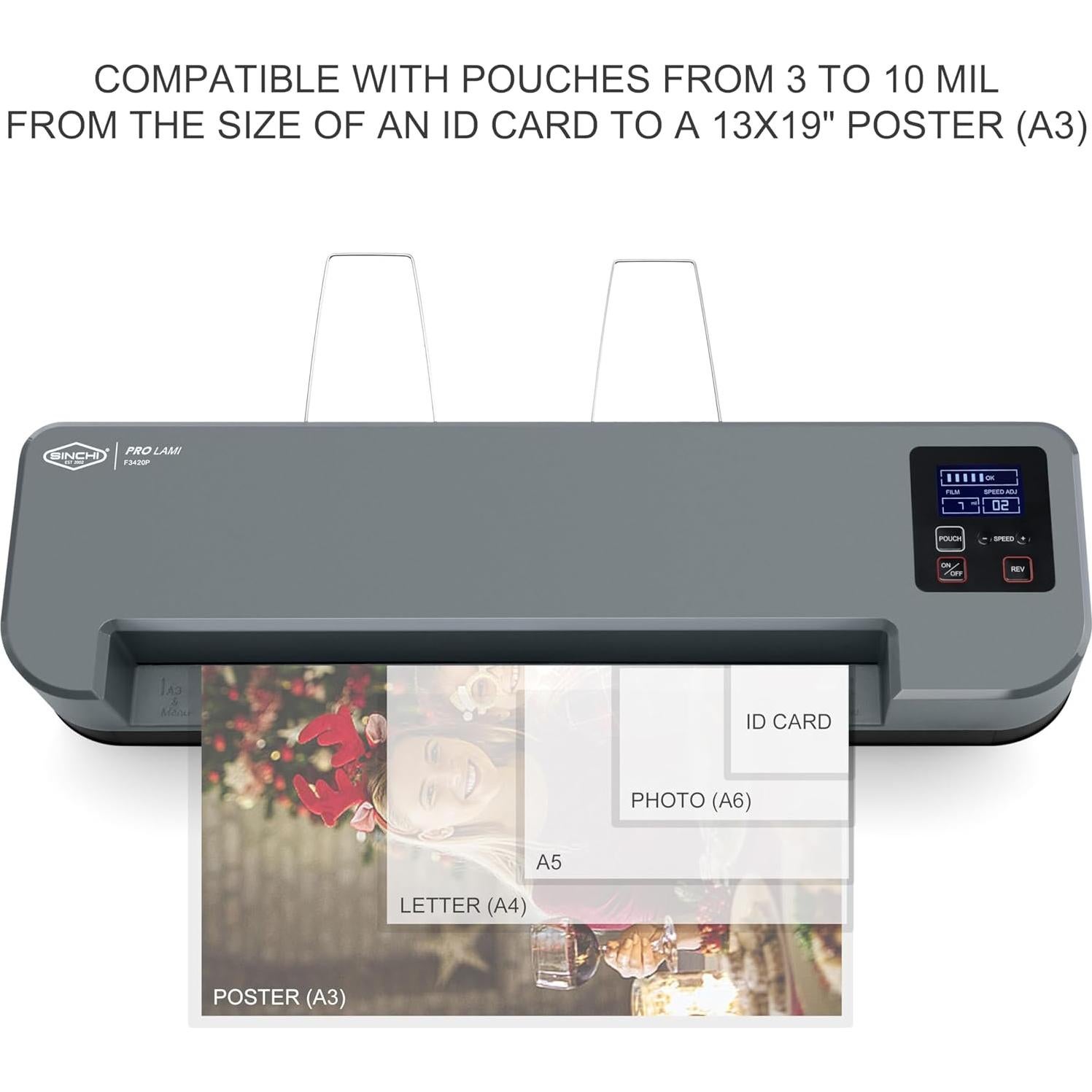 Laminadora Térmica SINCHI 33 cm 4 Rodillos LCD 76-254 Micras