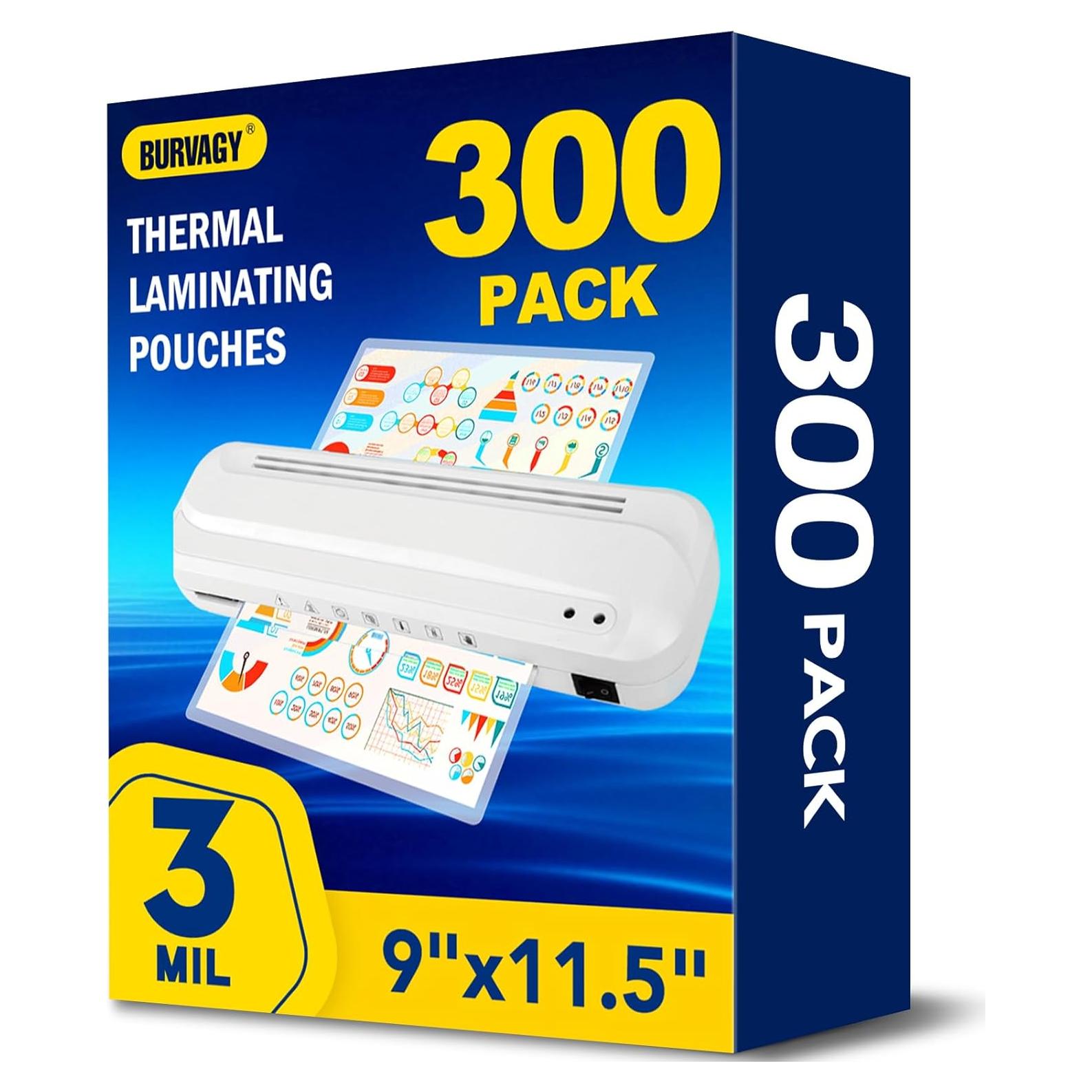 Paquete de 300 Hojas de Laminado BURVAGY 3 Mil Carta 22.86x29.21 cm