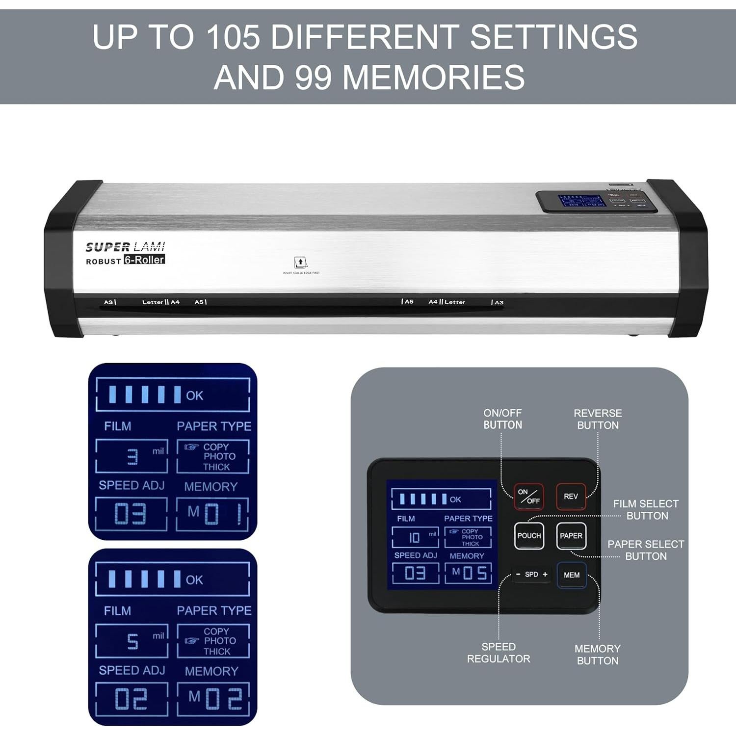 Máquina Laminadora SINCHI Robust 6 Rodillos 13" LCD 7.34kg
