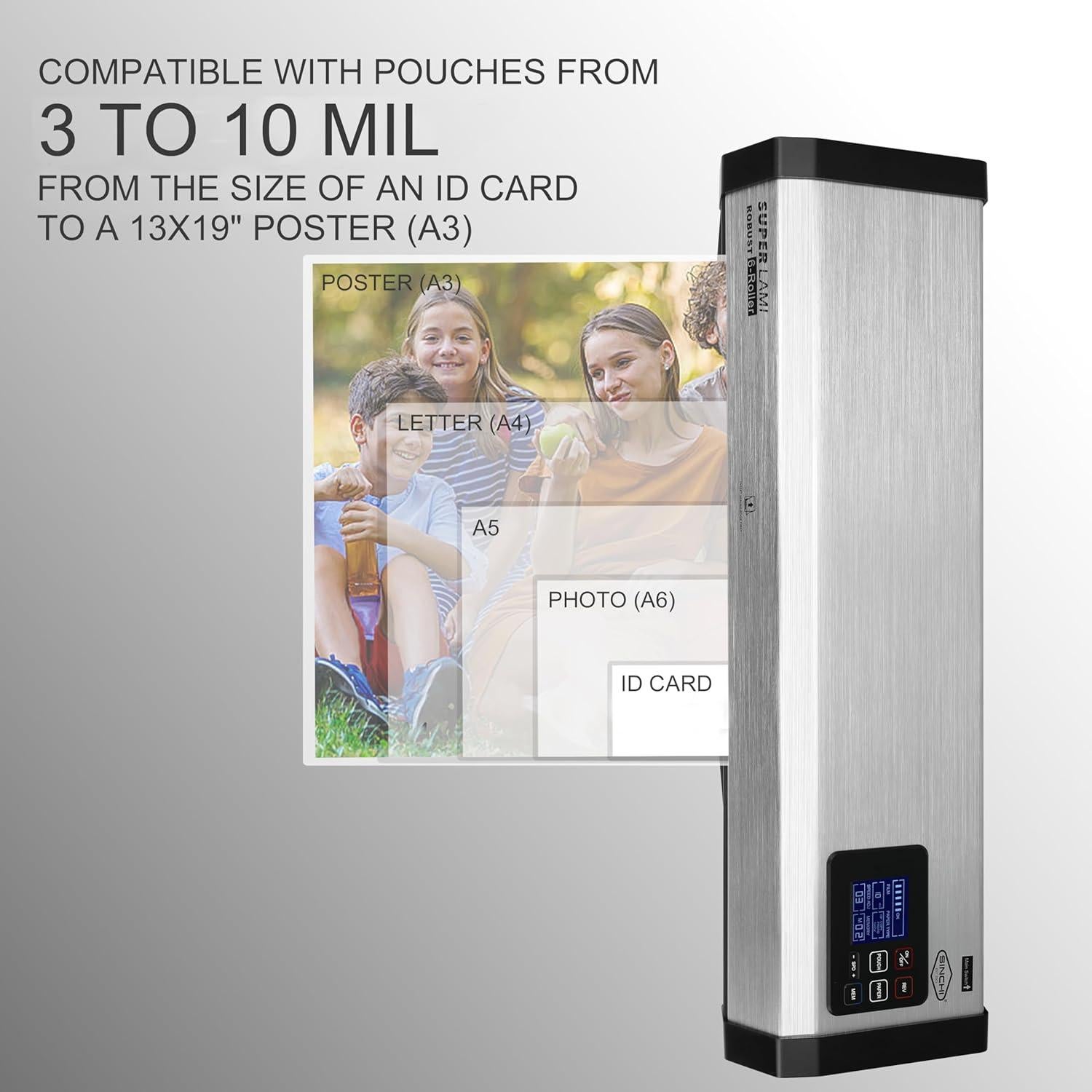 Máquina Laminadora SINCHI Robust 6 Rodillos 13" LCD 7.34kg