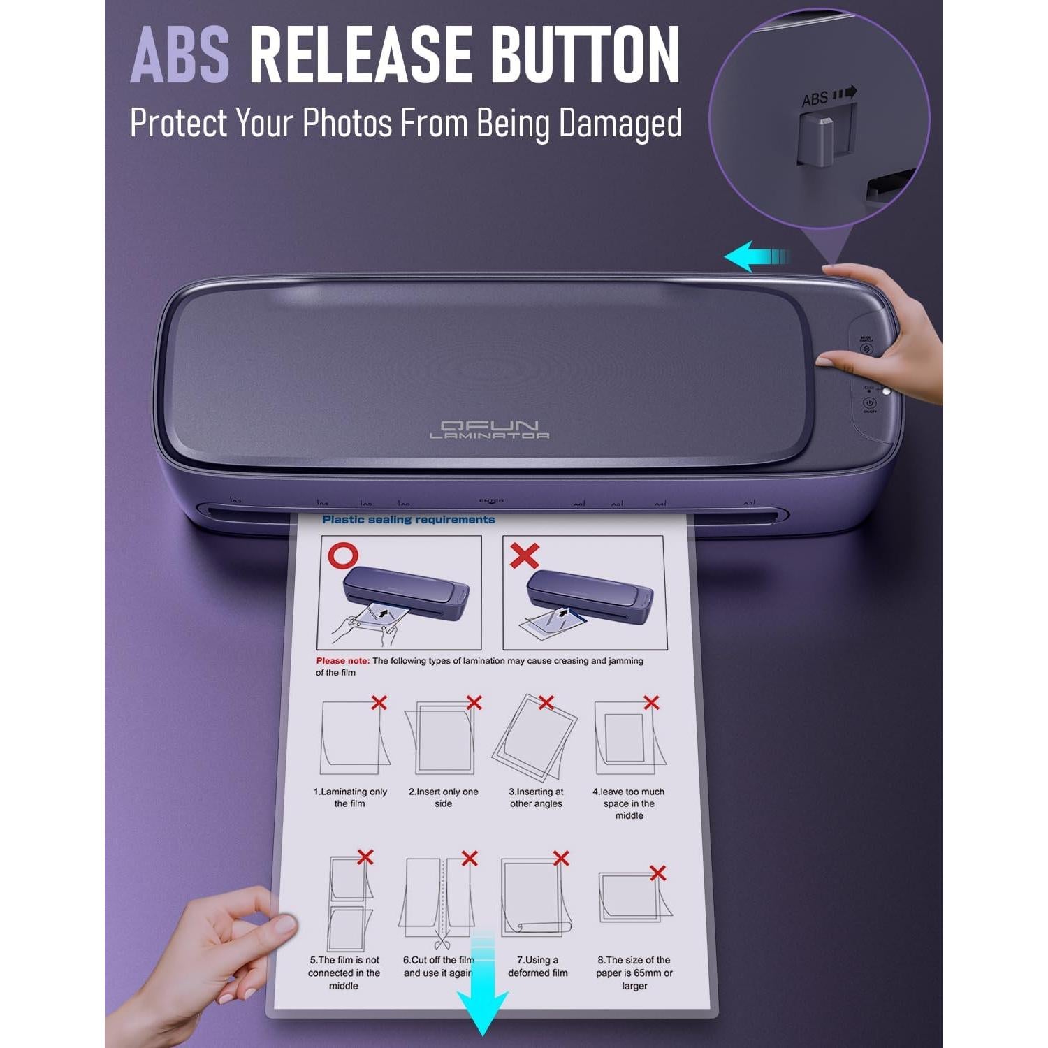 Laminadora Térmica Qfun 13" A3 9 en 1 Frío Caliente 60s