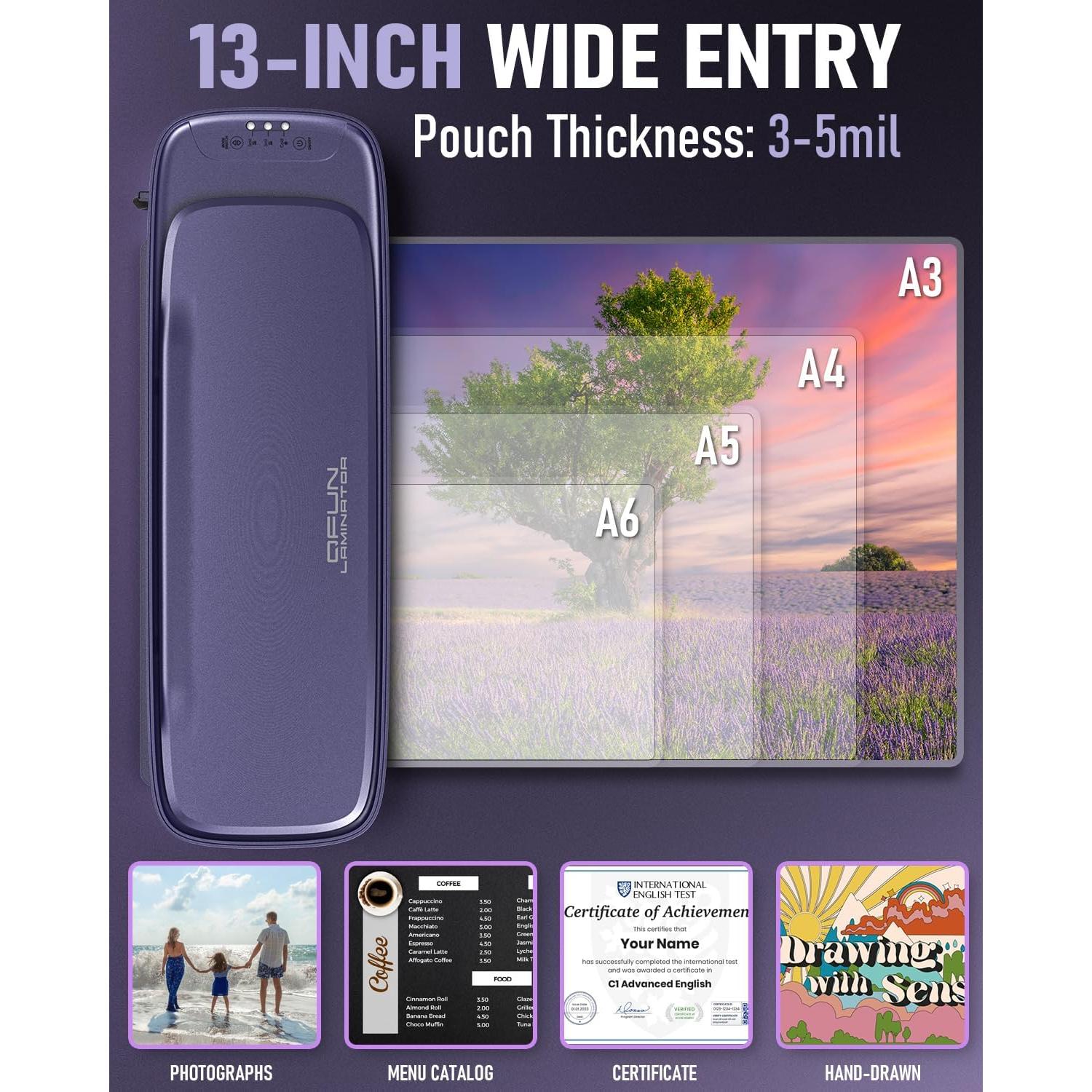 Laminadora Térmica Qfun 13" A3 9 en 1 Frío Caliente 60s